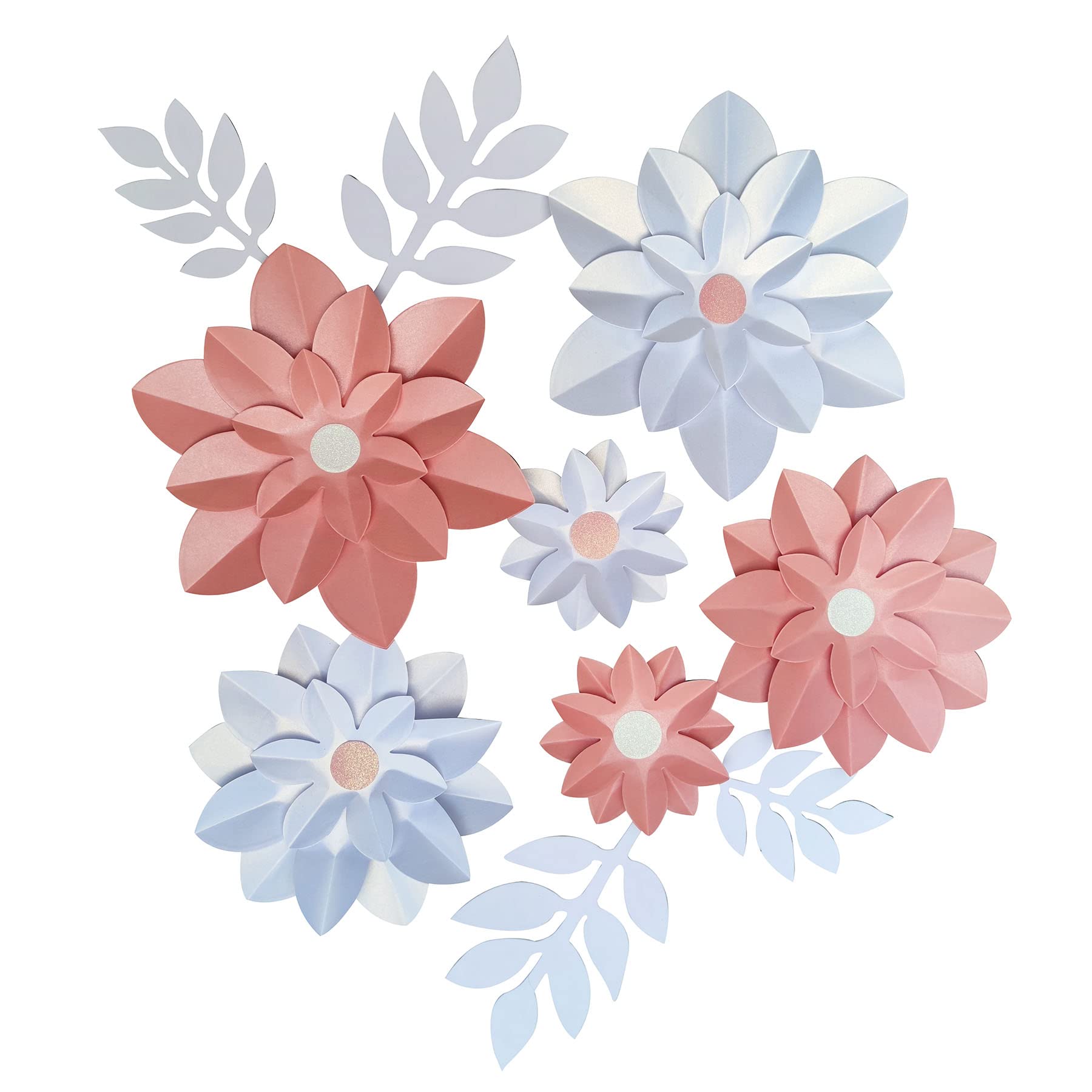 White & Pink Paper Flowers for Wedding Backdrop, Bridal Shower & Nursery Decor
