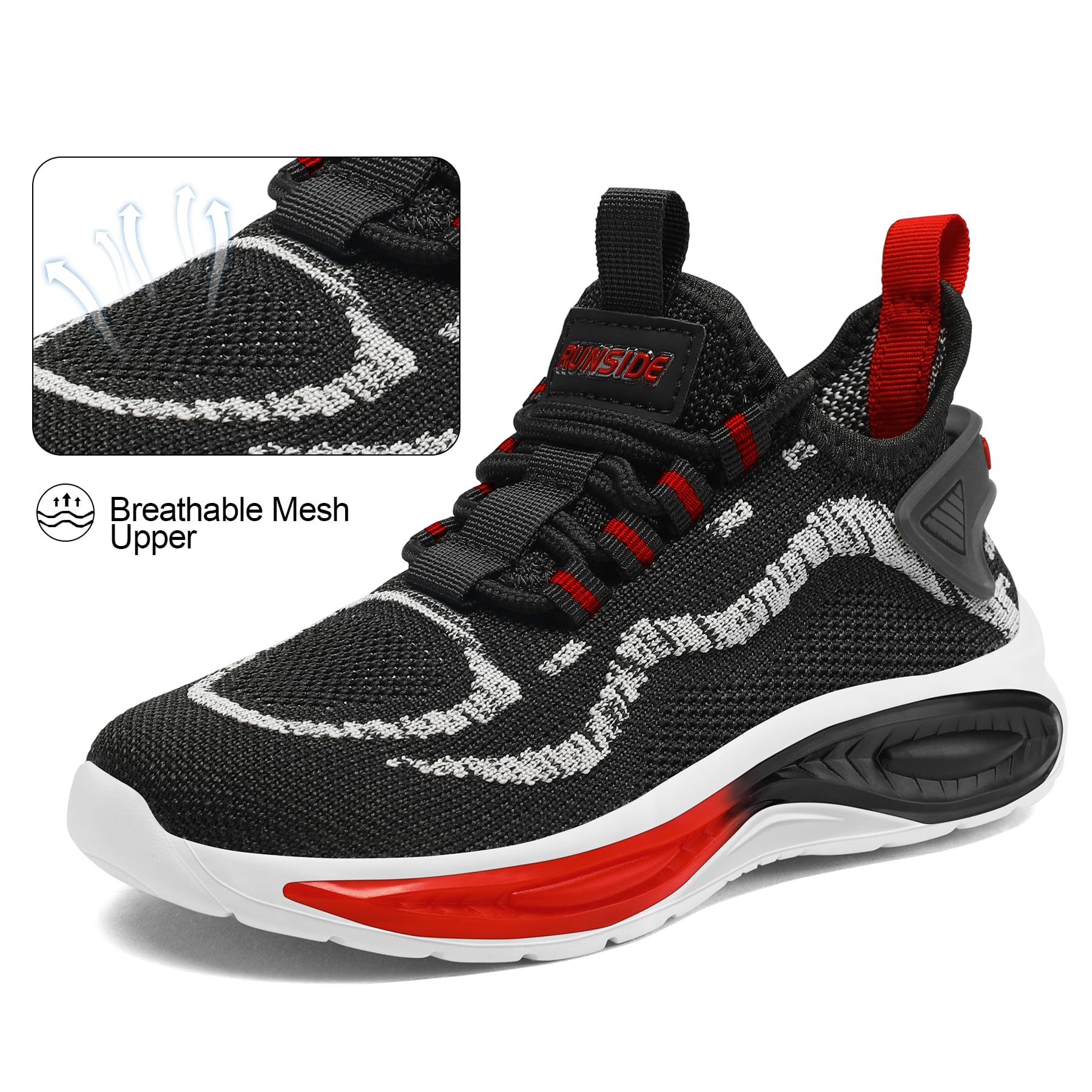 RUNSIDE Boys Girls Sneakers - Lightweight Breathable Lace Up Kids Tennis Shoes for Walking, Running & Gym - Comfortable Outdoor Athletic Shoes for Little & Big Kids - Perfect for School, Playground & Sports Activities