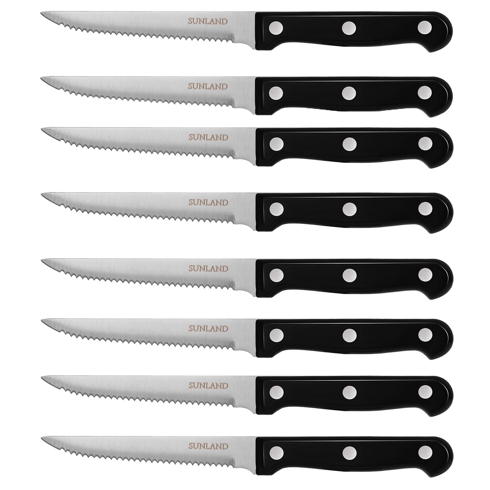 Premium SUNALND 8-Piece Steak Knife Set - Micro Serrated Edge, Full Tang, Triple Riveted Design for Perfect Steak Cutting | Ideal for Steak Dinners, BBQ Parties & Fine Dining Experience