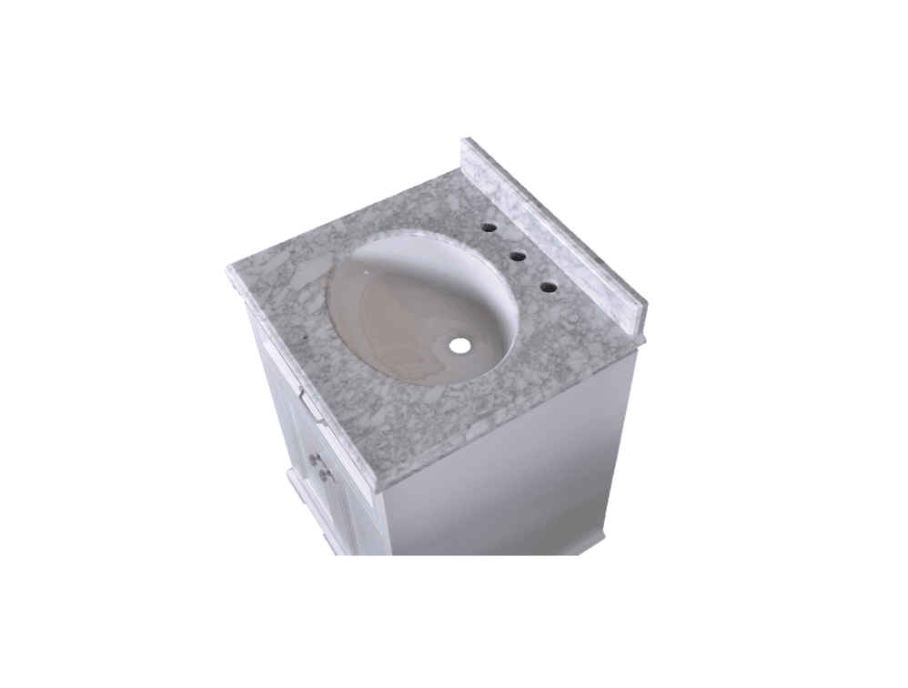 White Bathroom Vanity with Solid Wood Frame & Carrara Marble Top - 3 Size Options for Modern Bathroom Decor | Perfect for Master Bath, Guest Bath & Small Space Remodeling
