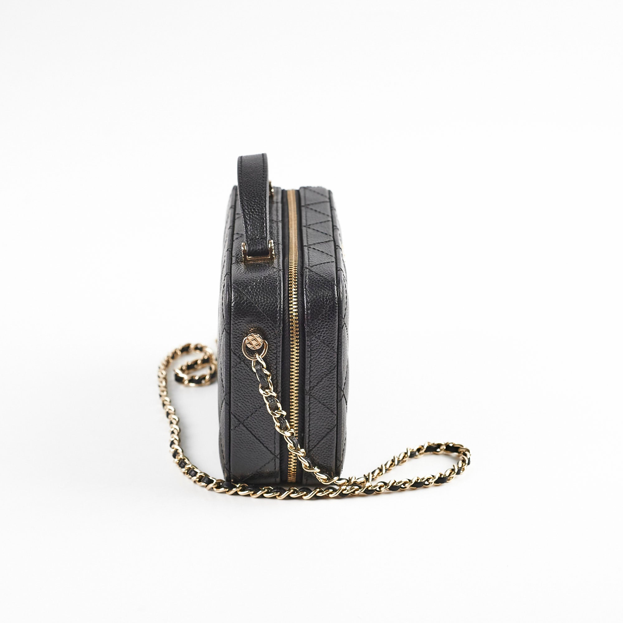 Authentic Chanel Caviar Vanity Bag with Top Handle - Microchipped Black Leather - Perfect for Evening Events & Luxury Travel Accessories