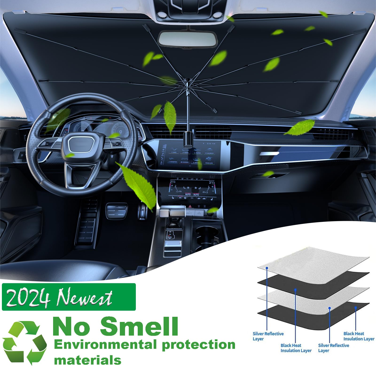 2024 Funny Car Windshield Sun Shade Umbrella - 57