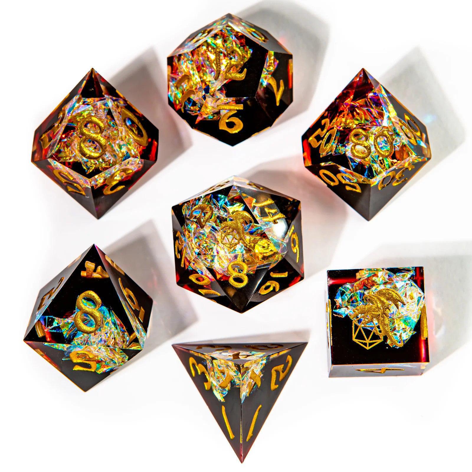Captured Magic: Blood Crystal - 7 Dice RPG Set for Dungeons & Dragons, Pathfinder & Tabletop Gaming | Premium Resin Role-Playing Game Dice with Gothic Fantasy Design