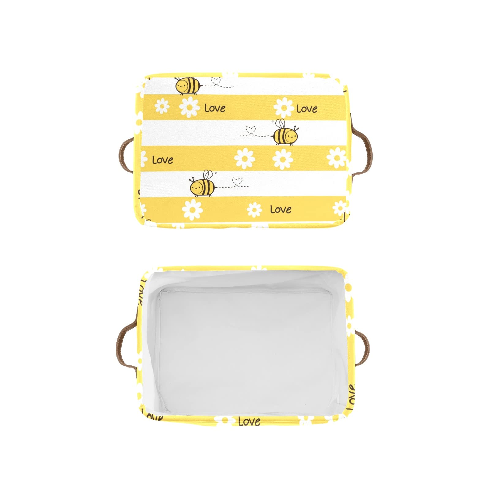 Personalized Large Storage Baskets with Handle - Cute Bee Yellow Decorative Organizing Bins for Shelves, Closet, Bathroom & Nursery | Home Organization Solution (1 Pack) | Perfect for Kids' Room Storage & Bathroom Essentials