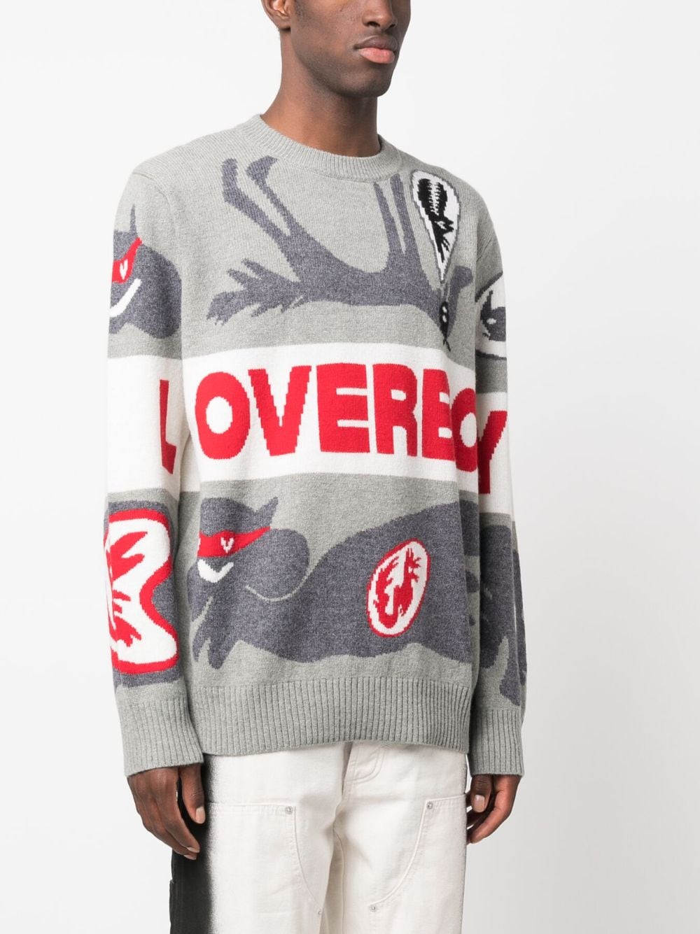 CHARLES JEFFREY LOVERBOY Grey PRE Sweater for Men - Trendy Oversized Knit Pullover for Casual Wear & Street Style Fashion