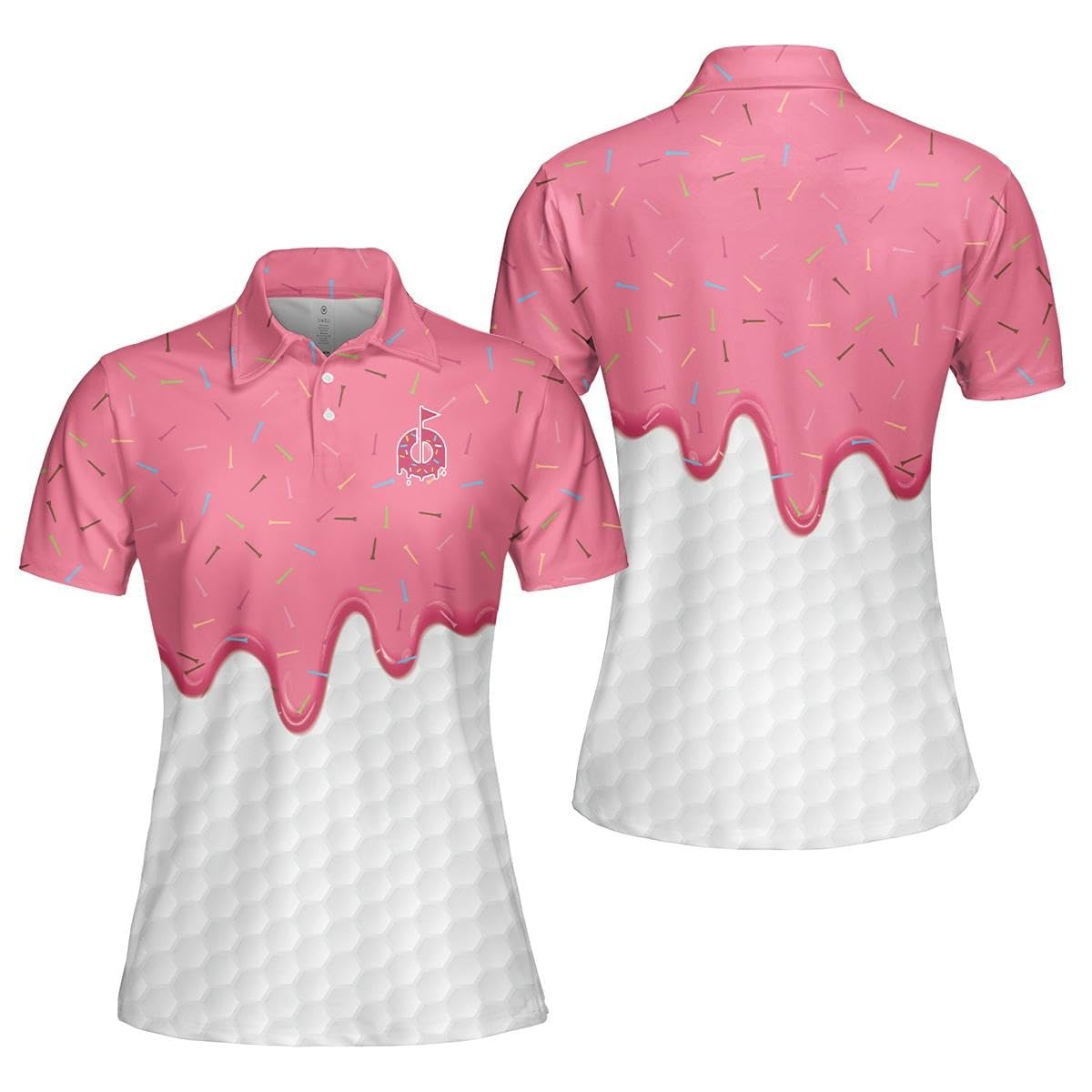 Women's Pink Camouflage Polo Shirt - Short Sleeve Golf Shirt for Summer - Breathable Moisture-Wicking Performance Top - Perfect for Golfing, Tennis, and Casual Outdoor Activities