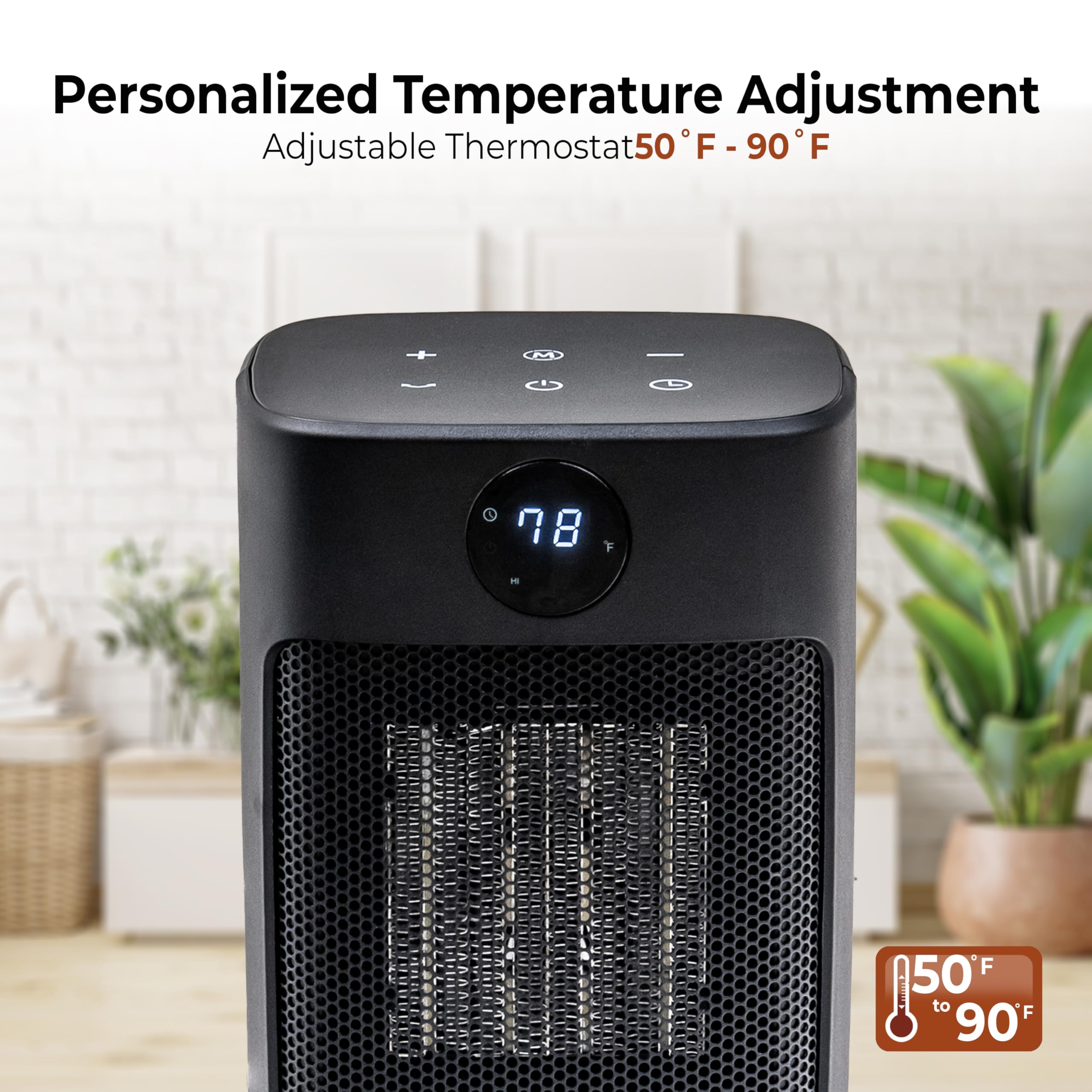 Portable Electric Space Heater with Thermostat & 12H Timer - Quiet Oscillating Indoor Heater for Bedroom & Office, Remote Control, Safe & Energy Efficient - Perfect for Winter Home & Workspace Warmth