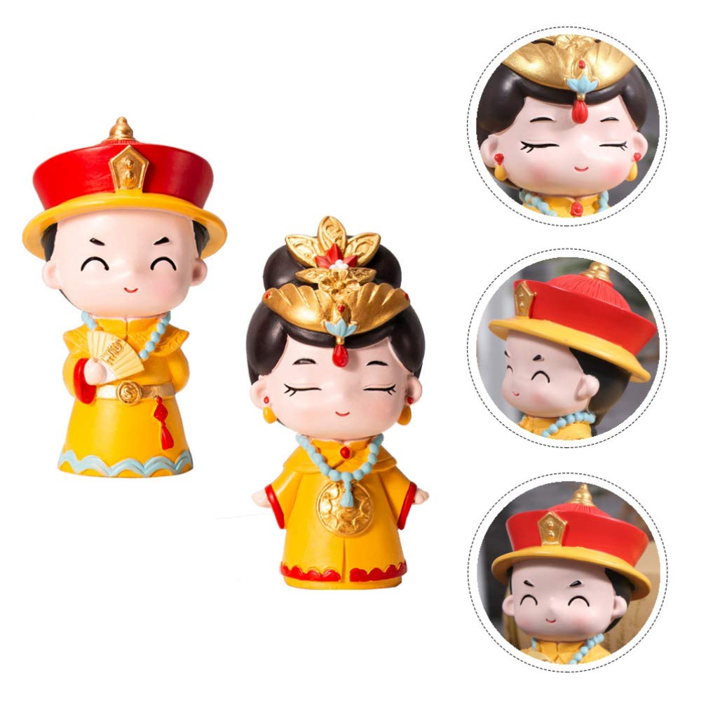 2pcs Emperor Empress Cake Toppers - Chinese Style Birthday Cake Decorations for Wedding, Anniversary & Home Ornament | Elegant Cake Figurines for DIY Cake Crafting & Party Decor