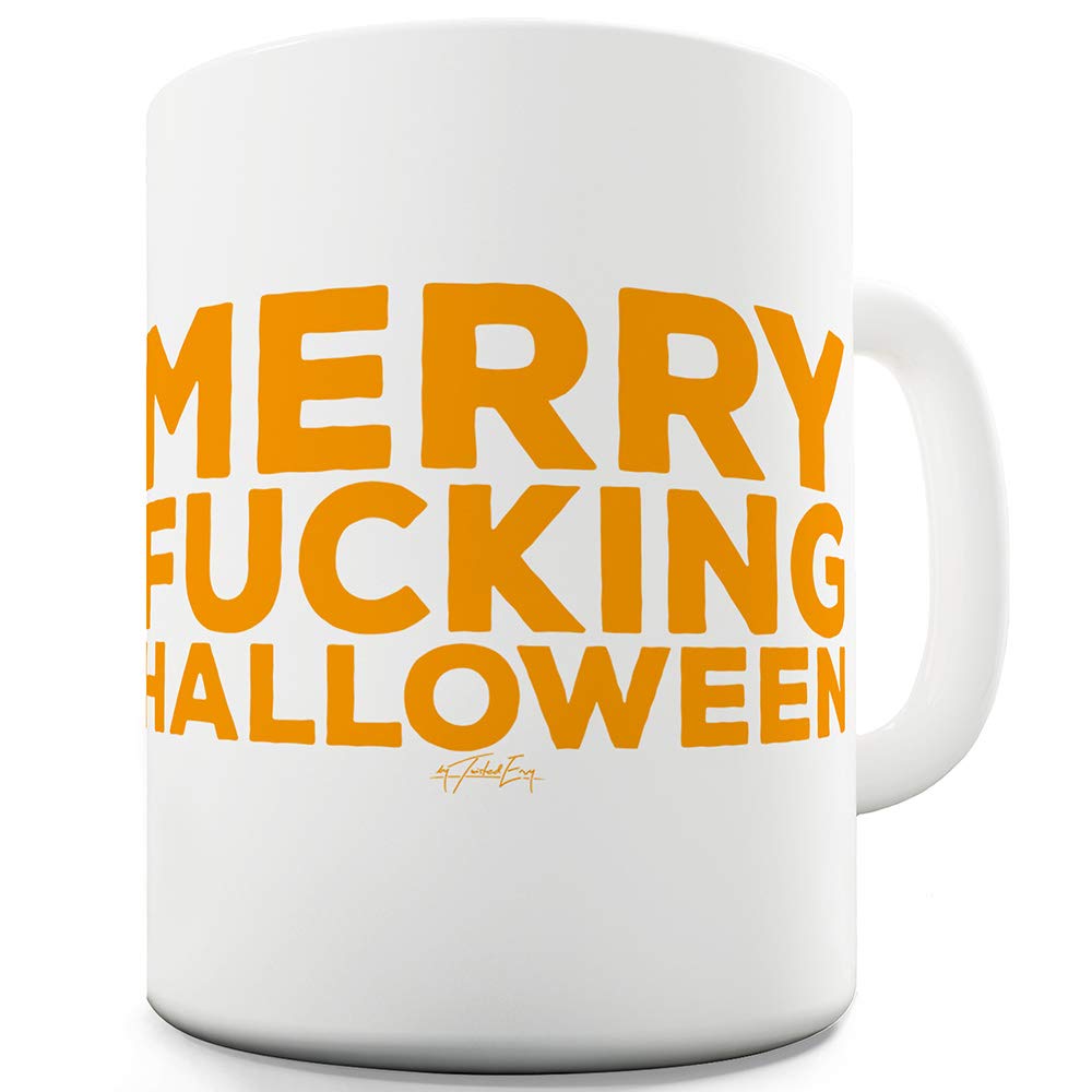 Funny 15oz Merry F*cking Halloween Coffee Mug for Dad - Perfect Gift for Halloween, Christmas & Office Humor