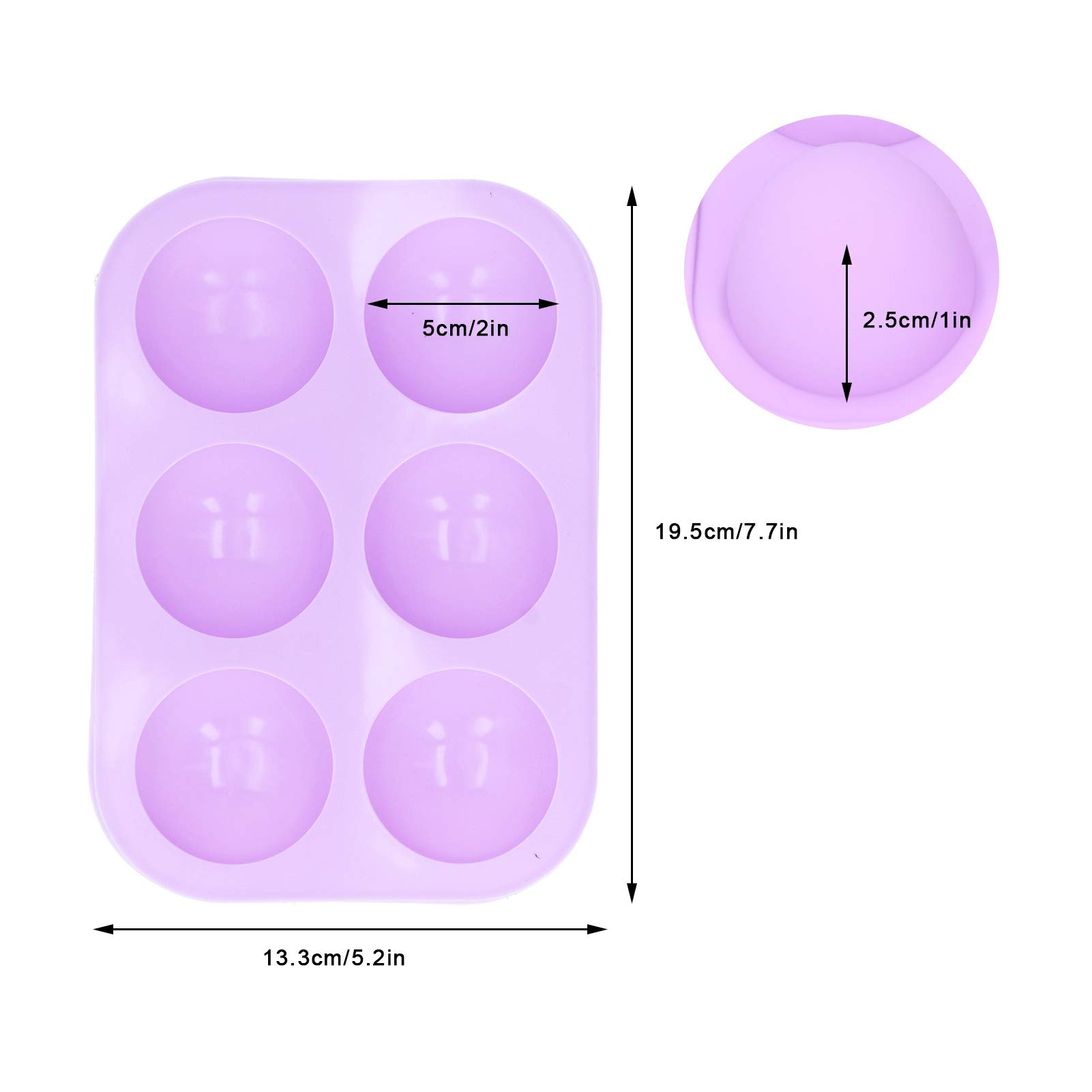 Premium 6-Cell Silicone Half Sphere Mold - Food Grade, Microwave & Freezer Safe for Baking, Candy Making & Ice Cubes - Perfect for Cakes, Desserts & Party Treats