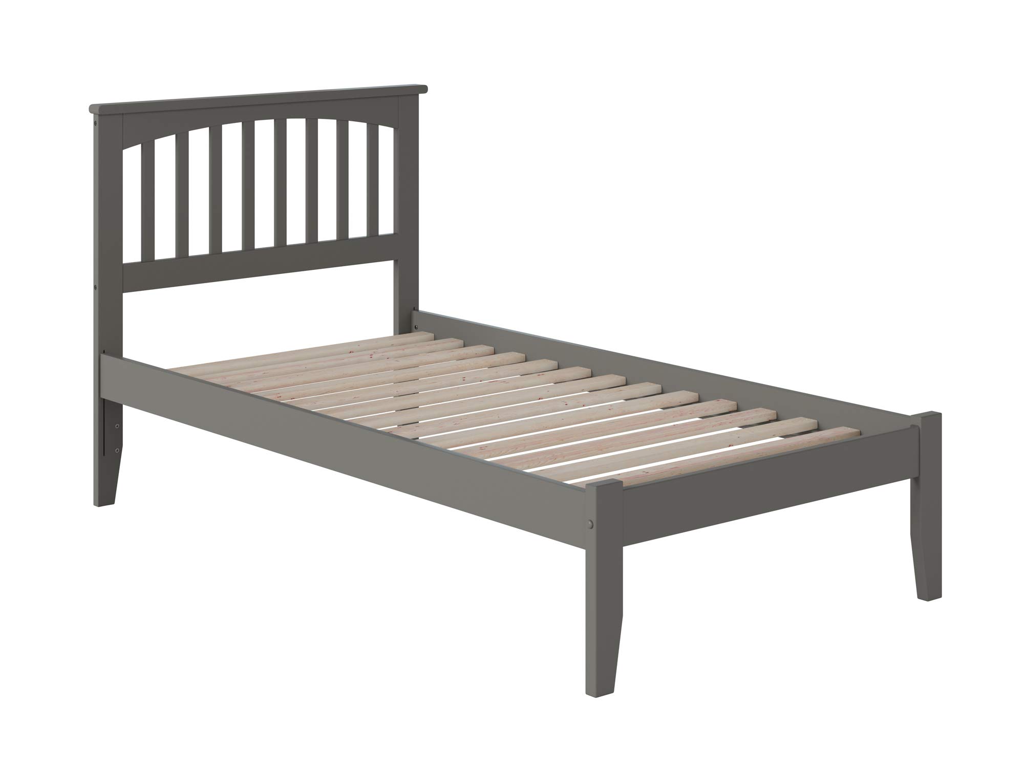AFI Mission Twin Platform Bed with USB Charger - Modern Grey Wooden Bed Frame for Kids & Teens - Perfect for Small Rooms, Dorms, and Shared Spaces