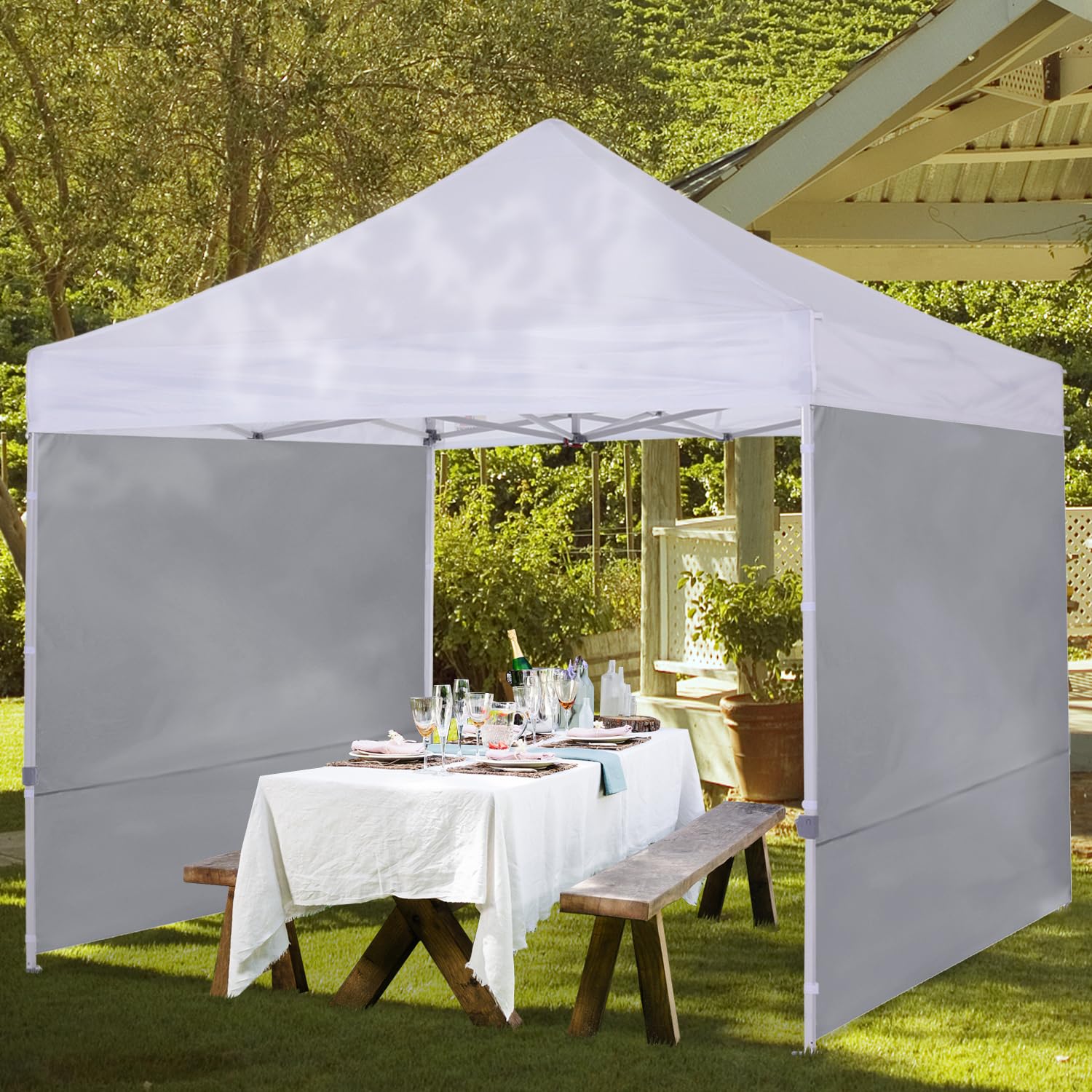 COOSHADE 10x10 Instant Canopy SunWall Side Panel for Pop Up Canopy Tent - 1 Pack Grey Sun Shade Wall - Perfect for Outdoor Events, Beach, Camping & Backyard Parties