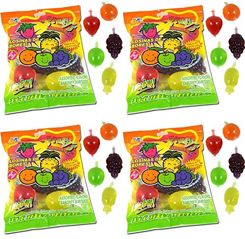 Din Don Fruity's JU-C Jelly Fruit Snacks - 4 Pack (11.3 oz Each) - Assorted Flavors - Healthy Gluten-Free Snacks for Kids Lunch, School, Travel & Parties
