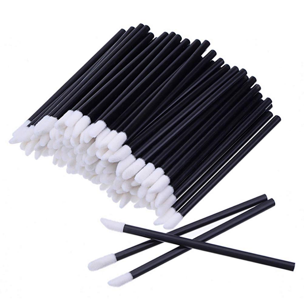 iBuddy Disposable Lip Brush for Women - 50 Pack Lipstick Brush, Lip Balm & Eyeshadow Applicator | Travel-Friendly Makeup Brush Kit for Professional & Home Use | Perfect for Makeup Artists, Salons & Personal Touch-Ups (Black)