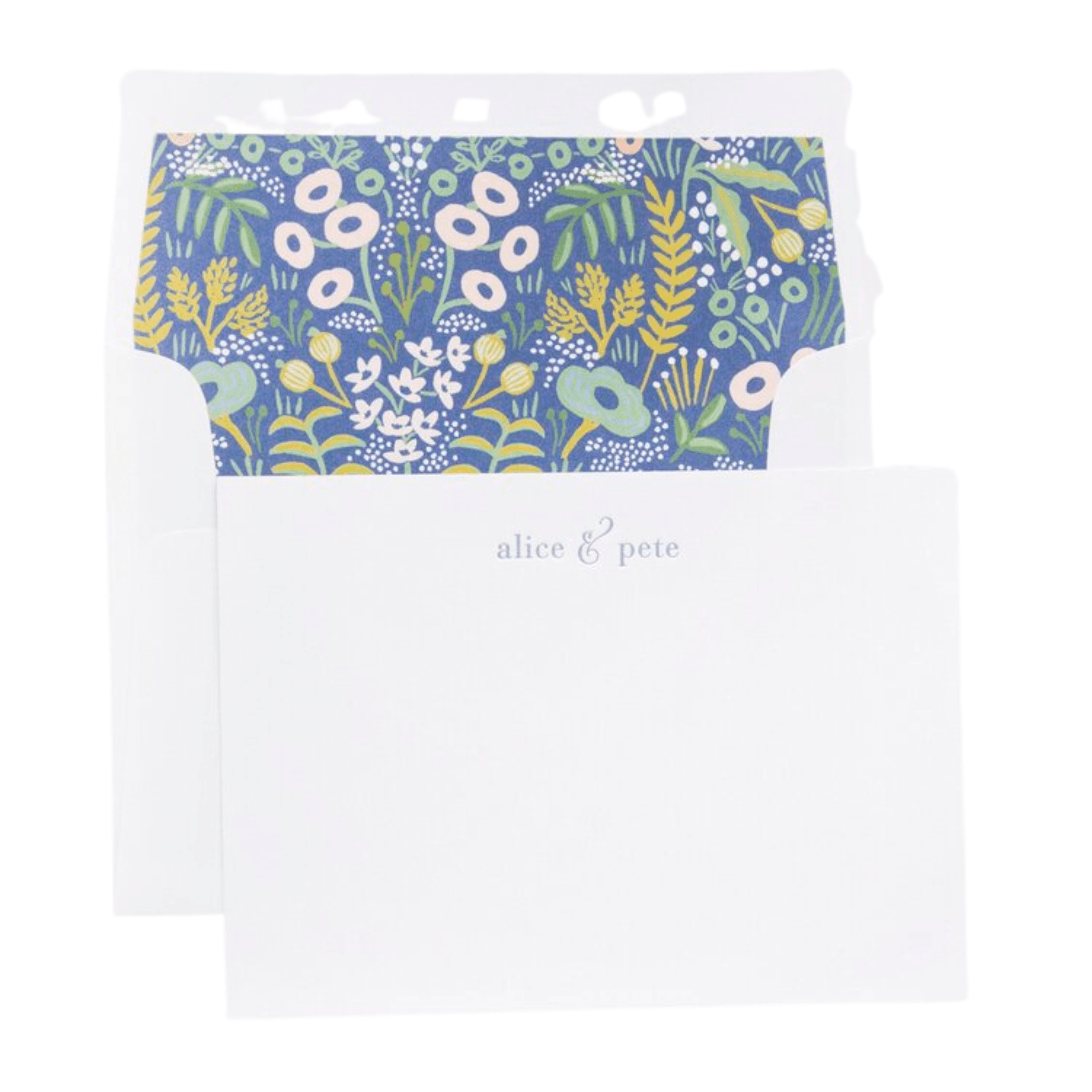 Personalized Blue Floral Chambray Letterpress Stationery Set | Custom Monogram Notecards & Thank You Cards | Perfect for Weddings, Bridal Showers & Special Occasions