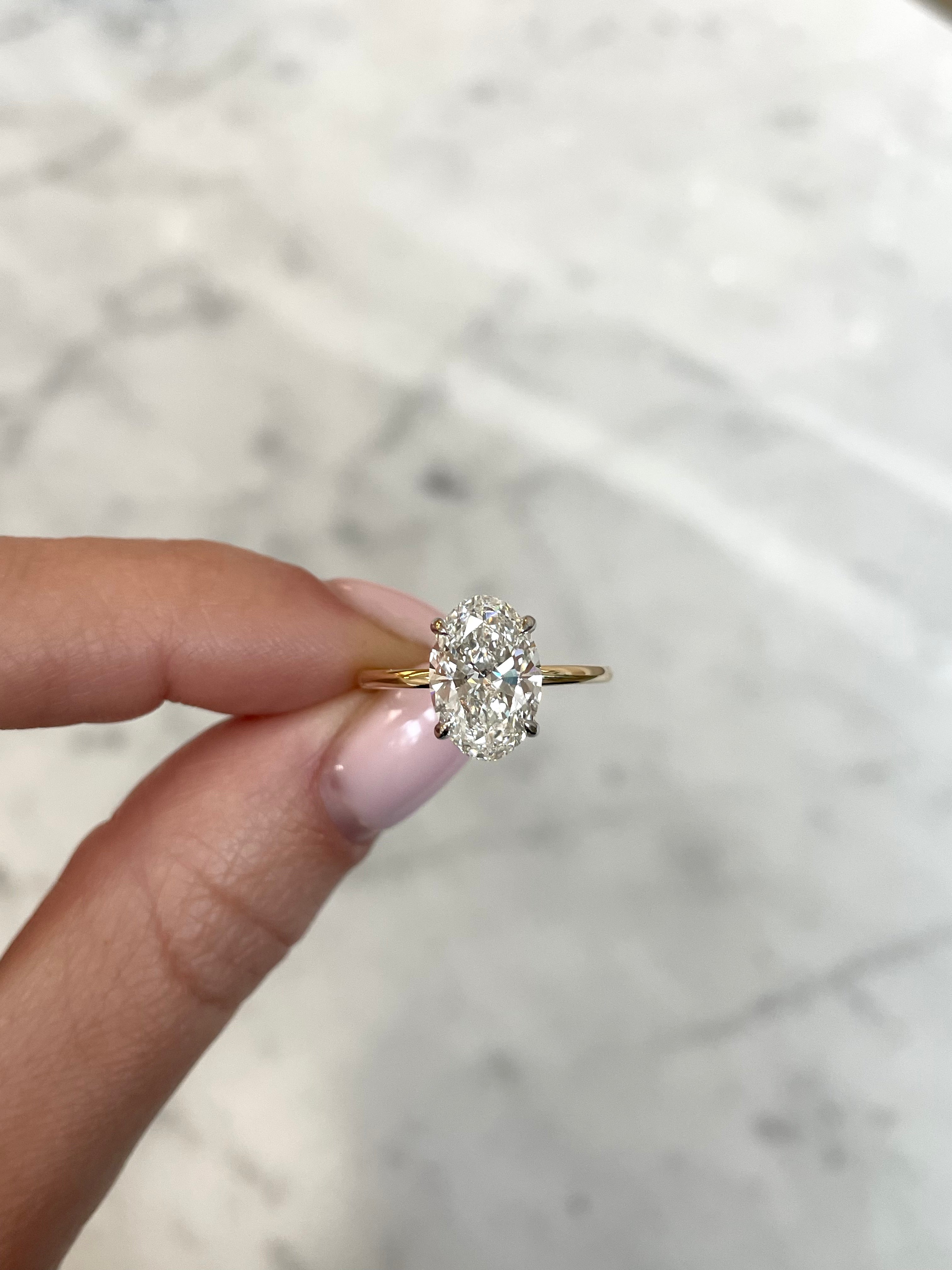 2.30 Carat Lab Grown Oval Diamond Whisper Thin® Hidden Halo Engagement Ring - Perfect for Proposals & Anniversary Gifts
