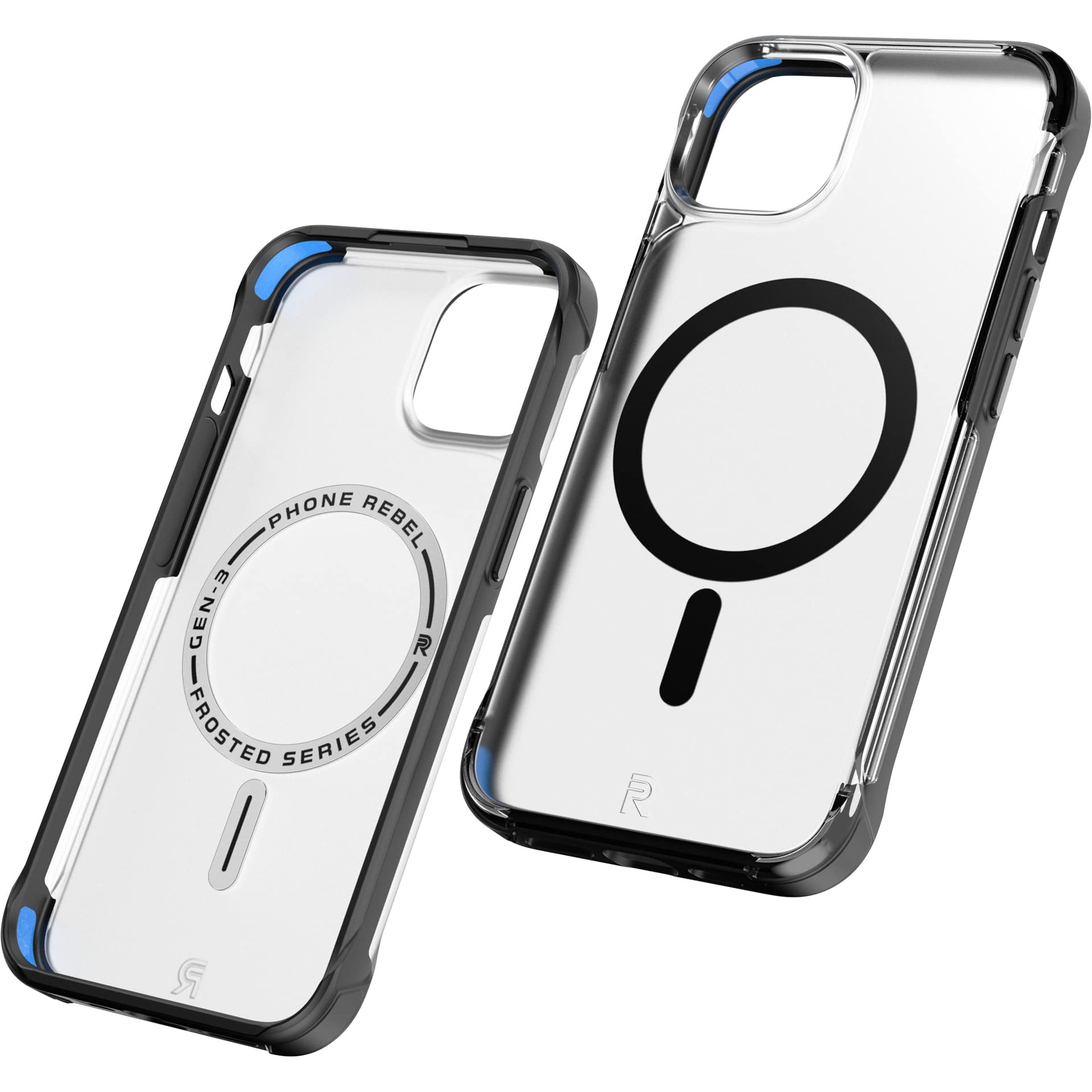 REBEL Clear iPhone 13 Case [Frosted Series Gen-3] MagSafe Compatible Slim Fit Protective Cover - Translucent Matte Texture, Shockproof Bumpers & Metal Buttons for 6.1 Inch iPhone 13 (2021) - Perfect for Everyday Use, Travel & Outdoor Activities (Frosted Black)
