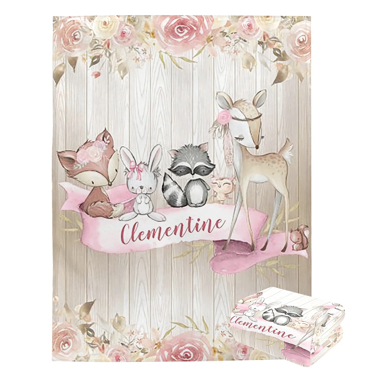 Personalized Baby Blanket with Name & Animals - Custom Soft Blankets for Newborns - Perfect Baby Shower Gift for Boys & Girls - Gender Neutral Nursery Decor - Ideal for Cuddling, Swaddling & Photo Props