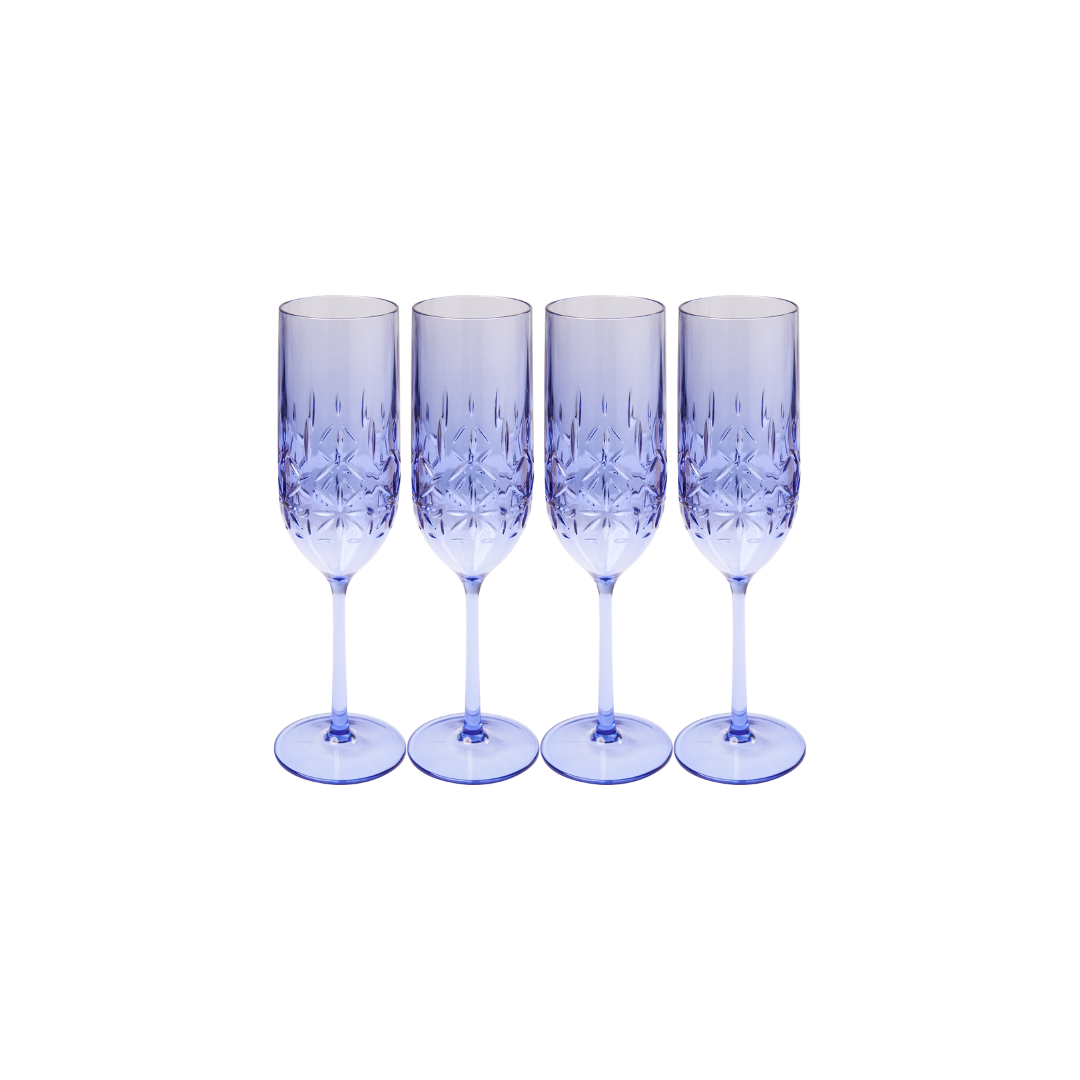 Champagne Classic Cobalt Glasses - Set of 4 (8.9 Oz) - Elegant Stemware for Wine Tasting, Parties & Special Occasions