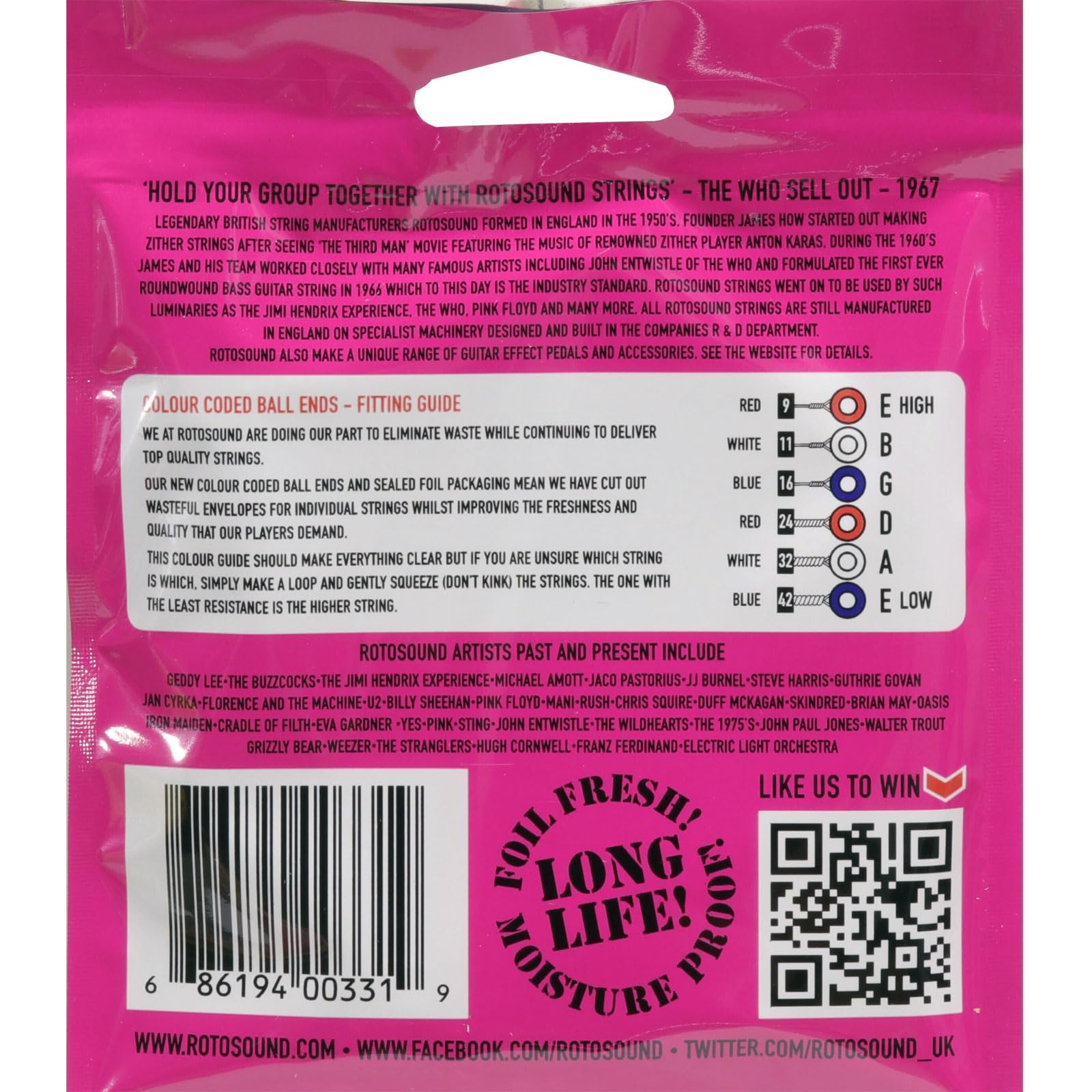 Rotosound Roto Pinks Electric Guitar Strings - 2 Pack of Double Deckers for Rock & Blues - Perfect for Live Performances & Studio Recording