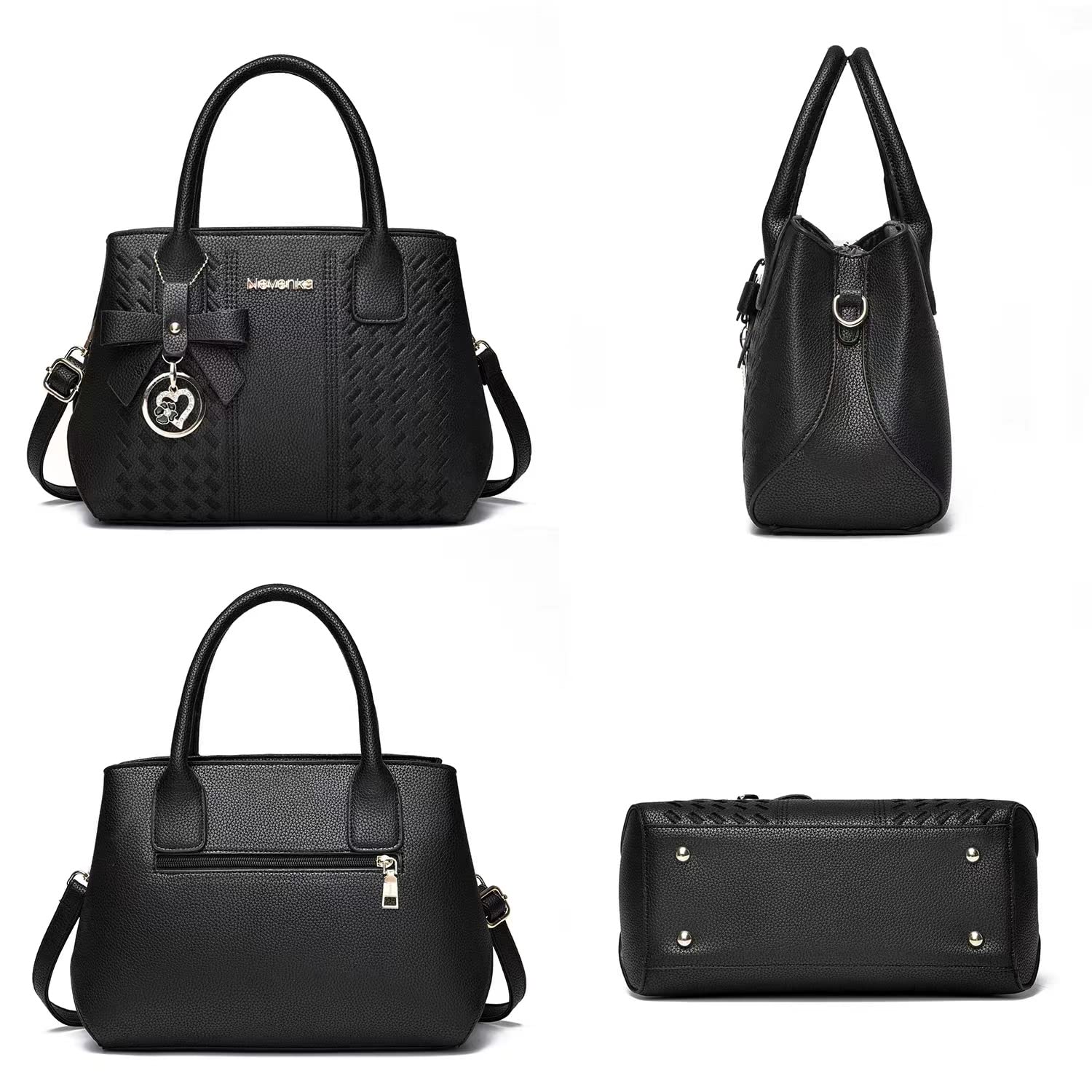 Nevenka Women's Designer Shoulder Bag & Handbag - Stylish Satchel Purse for Ladies (Black) | Perfect for Work, Travel, and Everyday Use