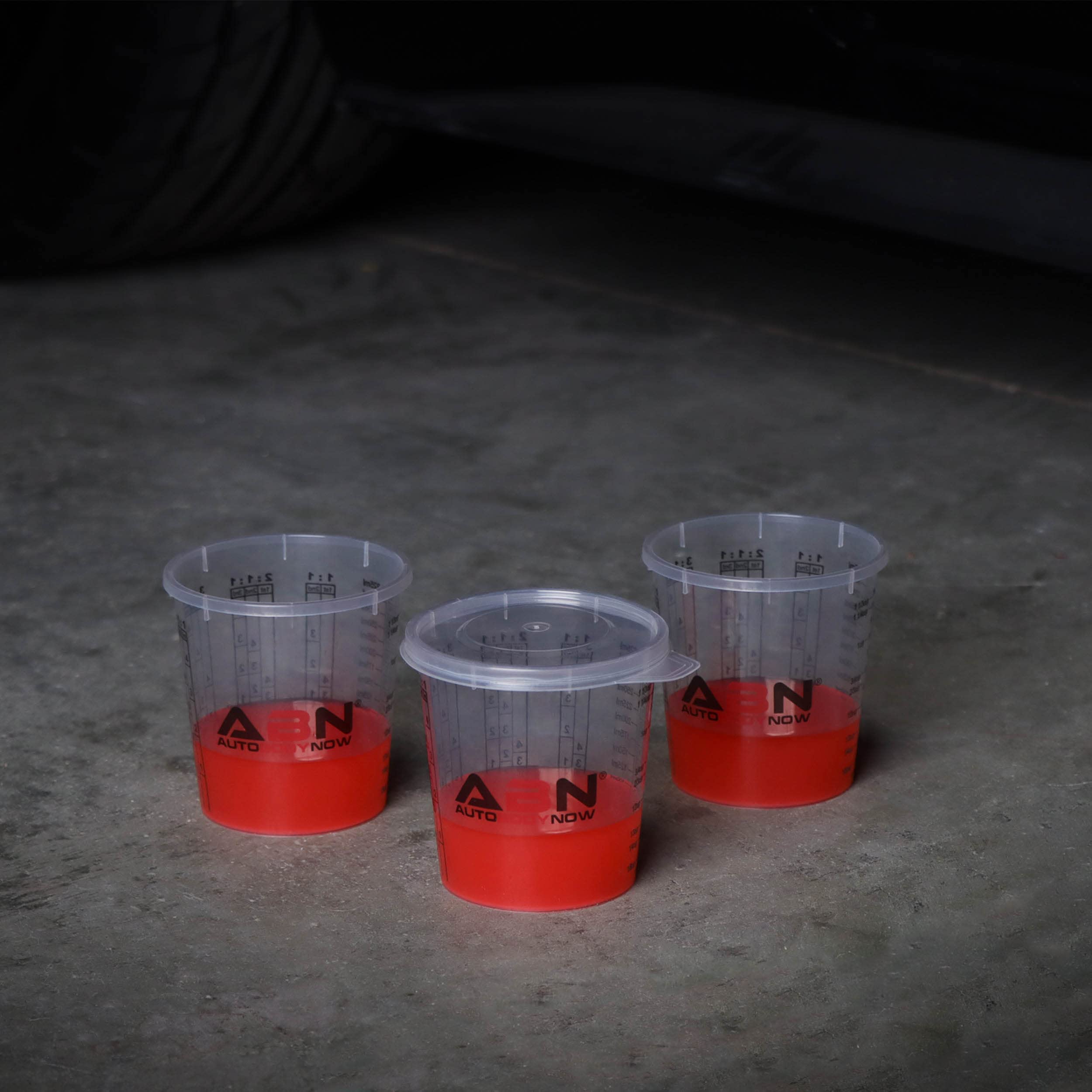 ABN 10oz Plastic Paint Mixing Cups - 100 Pack with 12 Lids for Epoxy Resin, Activators, Thinners & Automotive Paint - Perfect for DIY Projects, Art Crafts, and Auto Body Repair