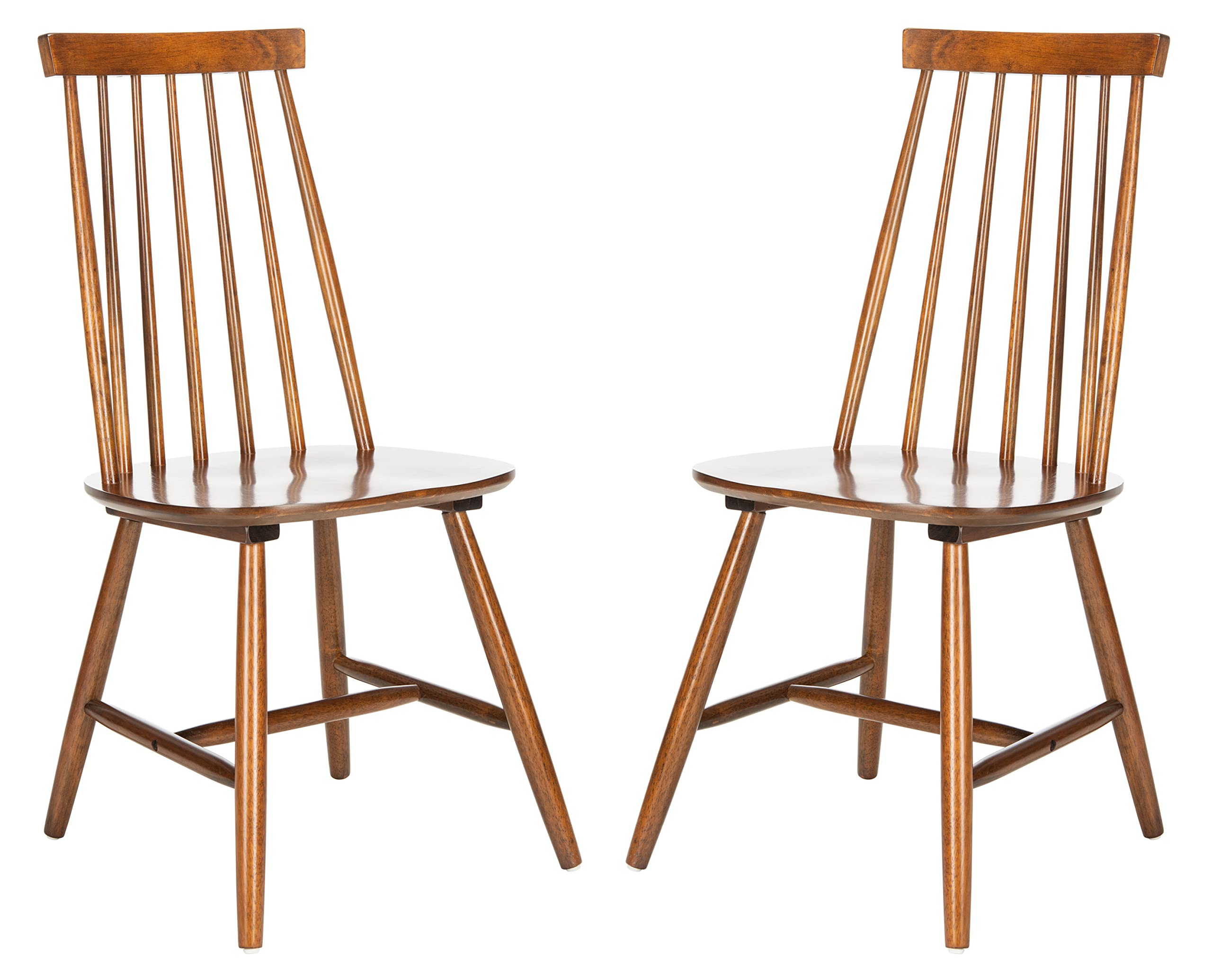 SAFAVIEH Priam Farmhouse Walnut Brown Spindle Back Accent Chair - Rustic Dining & Living Room Furniture for Kitchen, Breakfast Nook, and Home Decor
