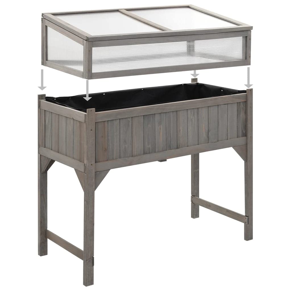 43.3x21.3x47.2 Inch Solid Fir Wood Raised Garden Bed with Greenhouse Cover - Outdoor Planter Box for Balcony, Patio & Yard - Perfect for Growing Vegetables, Flowers & Herbs