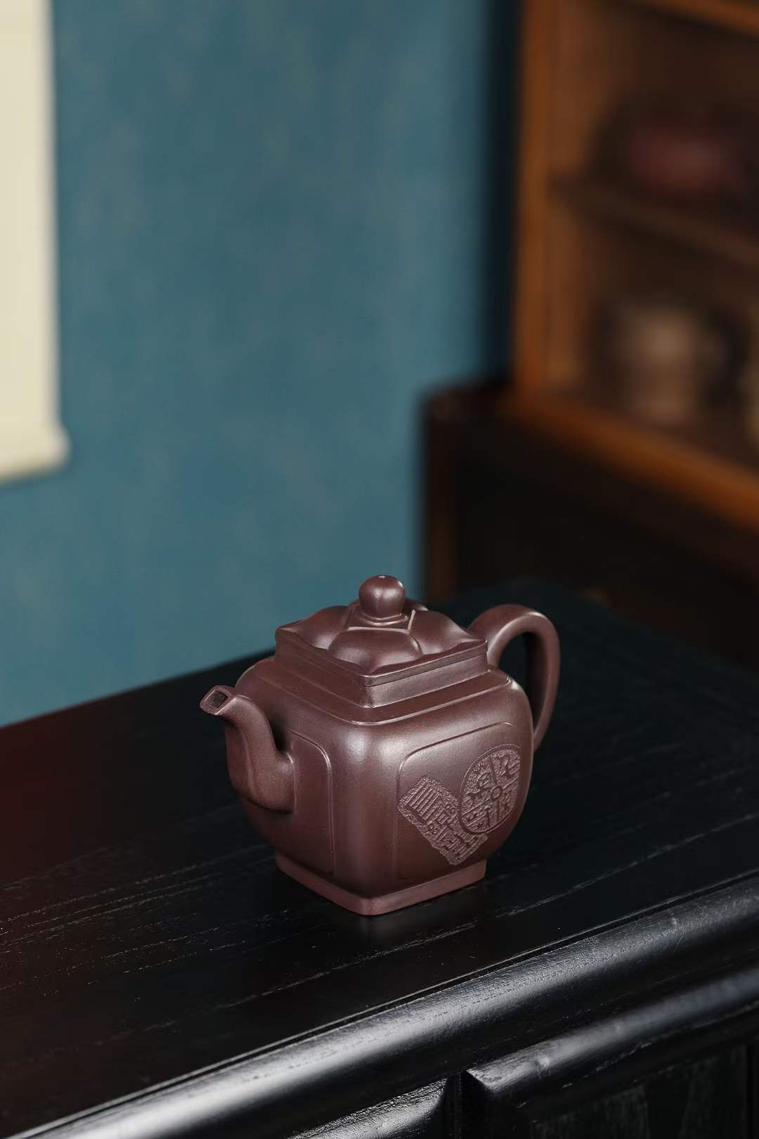 Handmade Yixing Zisha Teapot 'Si Fang Kui Ling' - Level 3 Artist Yang Fei (L3 2021) - Authentic Lao Zi Ni Clay - Chinese Four-Sided Kui Ling Teapot - Perfect for Gongfu Tea Ceremony & Collectors