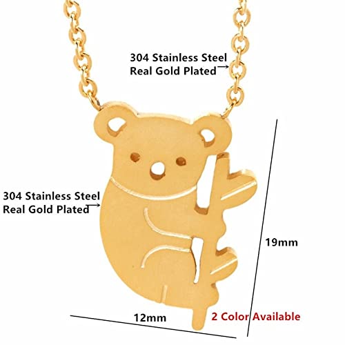 Koala Bear Necklace - Sterling Silver Koala Pendant Jewelry with 18K Gold Plating | Cute Animal Charm Gift for Women, Girls | Perfect for Birthday, Anniversary, Christmas & Everyday Wear