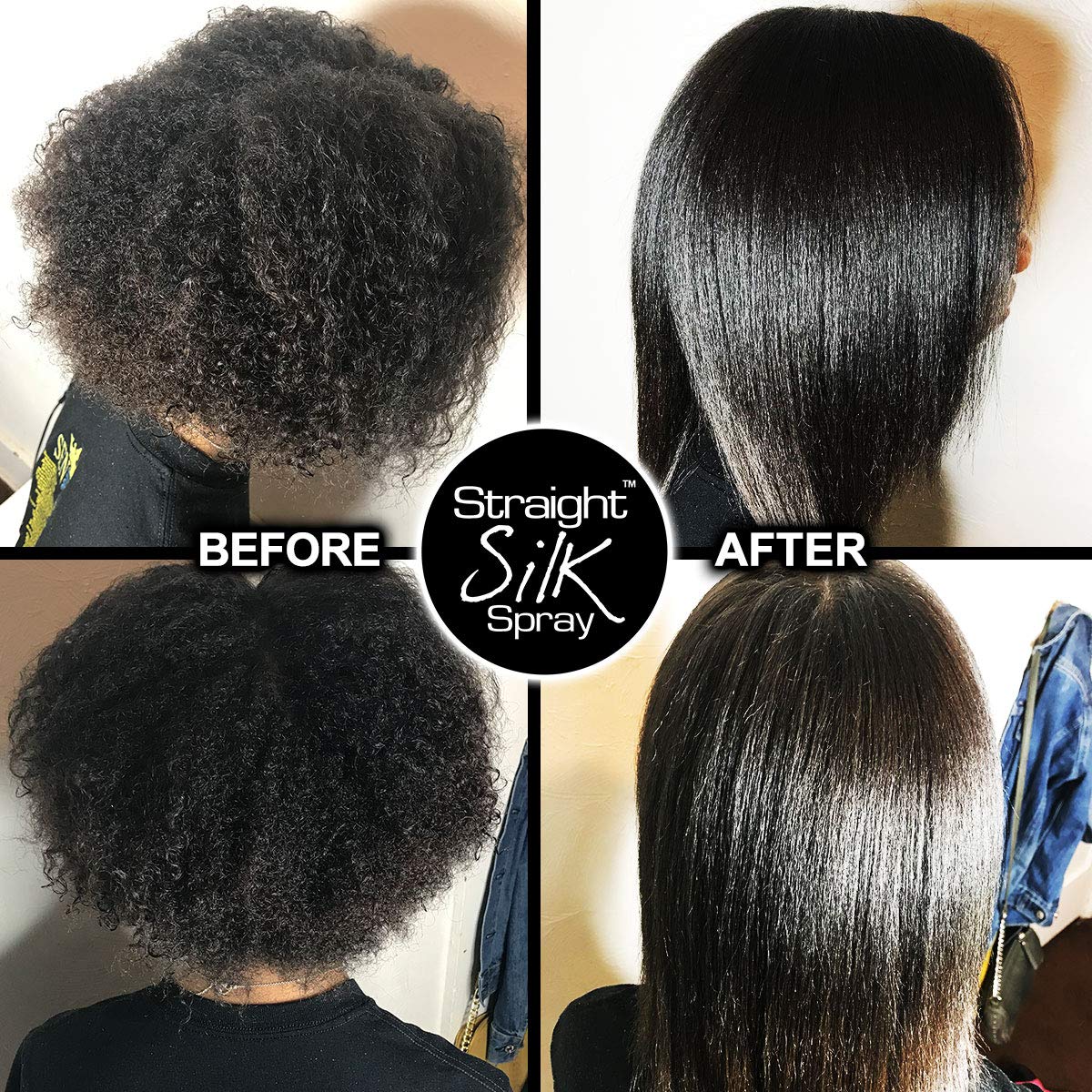 Straight Silk Spray with Moroccan Argan Oil - Alcohol-Free Heat Protectant for Hair Up to 450°F | Hair Straightening Protector & Detangler for Flat Iron & Blow Dry | Unscented Hair Spray Made in USA (64oz) | Perfect for Salon Styling & Daily Frizz Control