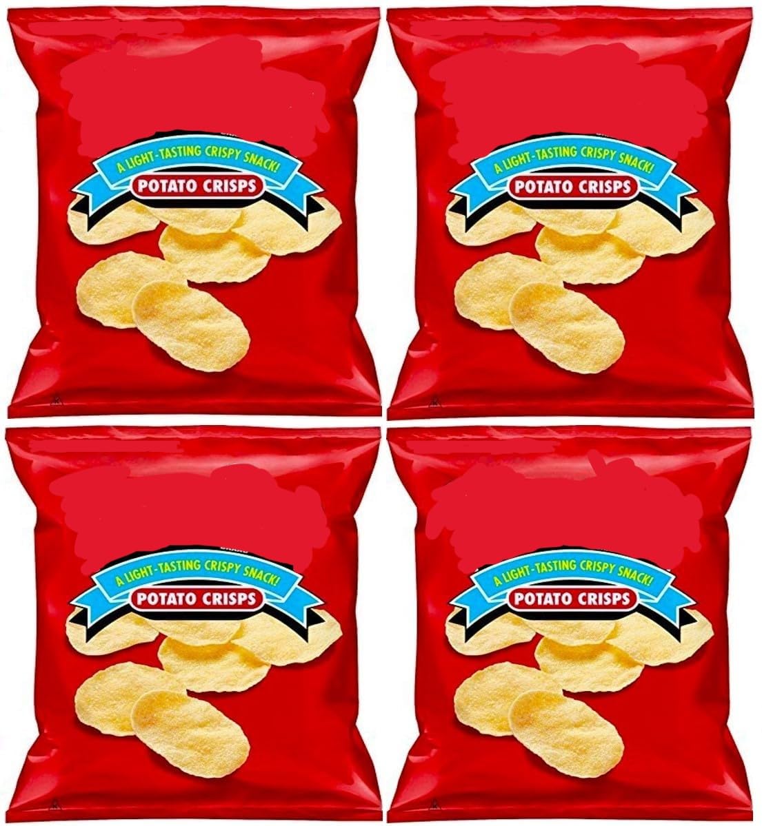 Crunchy Regular Potato Chips, 4.25 oz Bags (Pack of 4) - Perfect for Snacking, Lunch Boxes & Party Platters