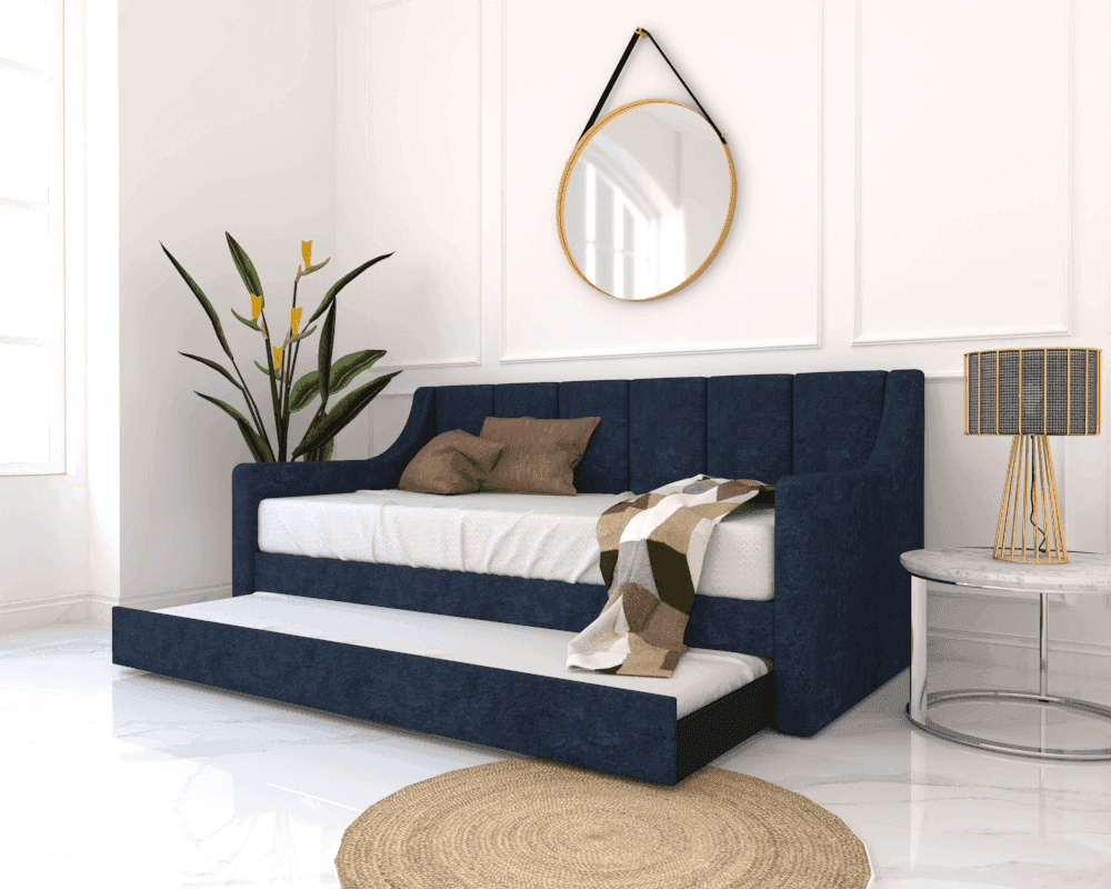 Meredith 3-in-1 Convertible Daybed with Pull-Out Trundle - Water Repellent Fabric Sofa Bed Frame for Guest Room, Dorm & Small Space Living