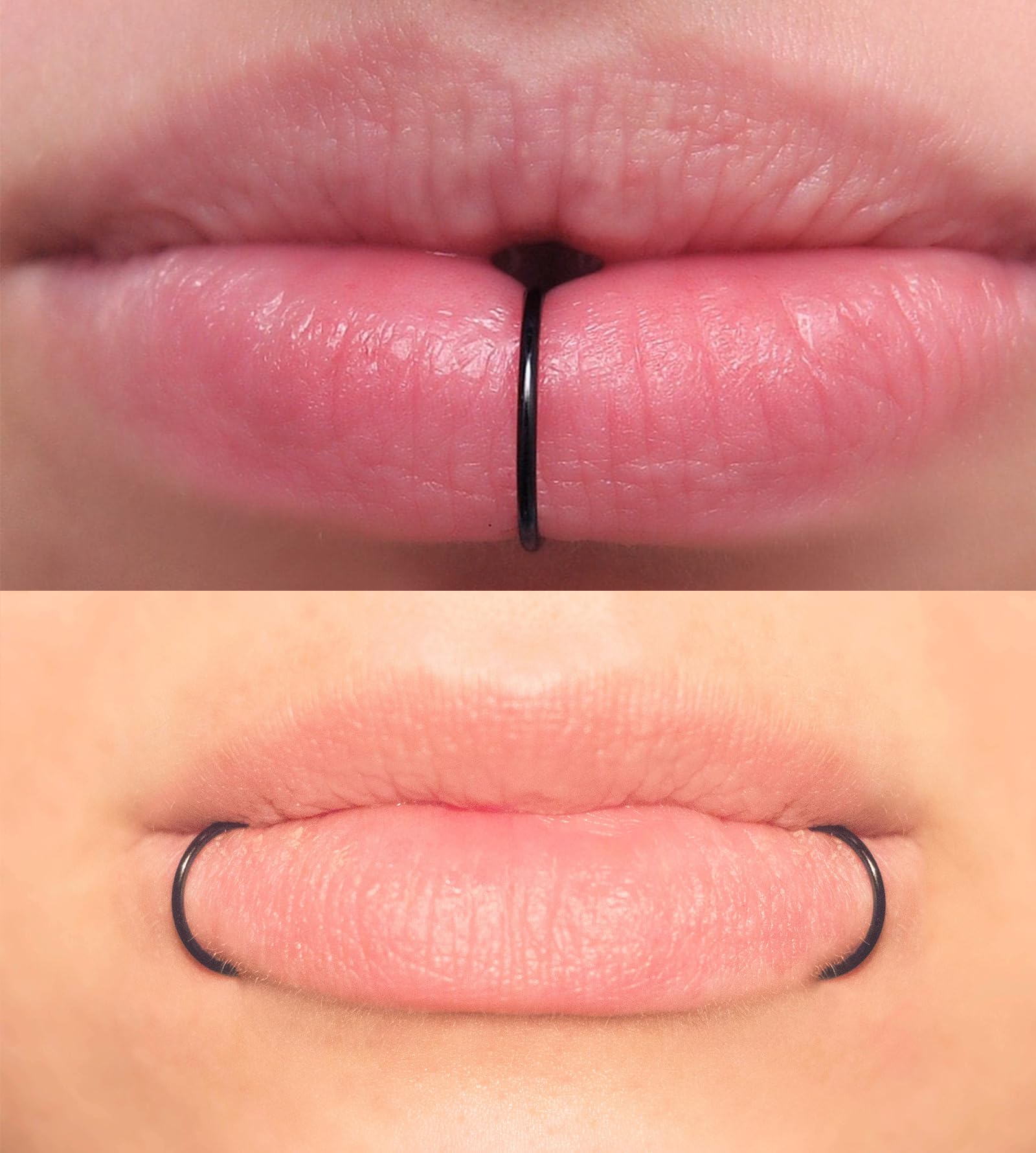 QWALIT Fake Lip & Nose Piercing Rings - Clip-on Snake Bites Lip Ring, Non-Piercing Nose Ring & Ear Cuff Jewelry for Costume, Cosplay & Gothic Fashion