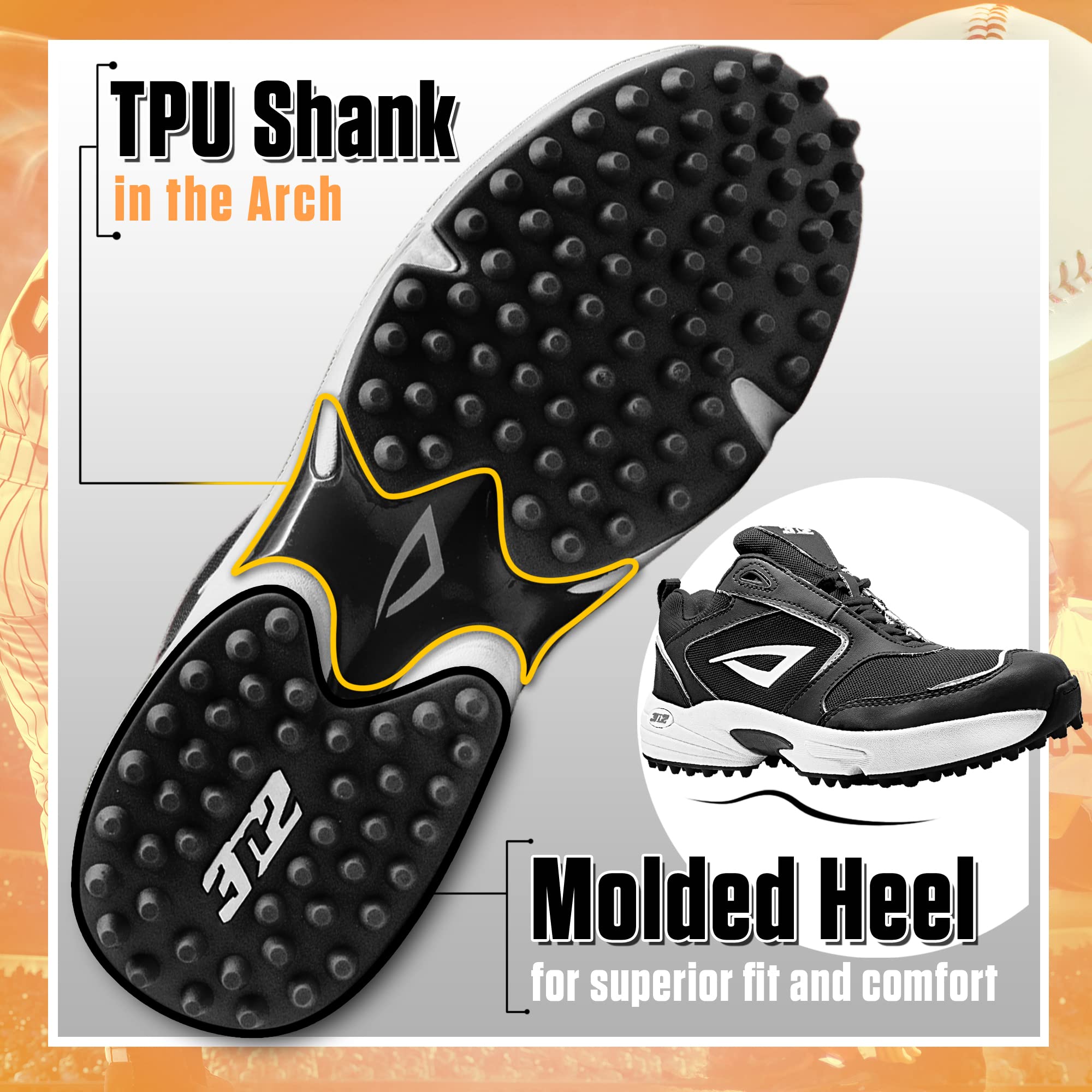 3N2 Mofo Turf Trainer Shoes for Men - Baseball & Softball Cleats, Coaching & Training Shoes - Lightweight & Durable for Field, Gym & Outdoor Sports