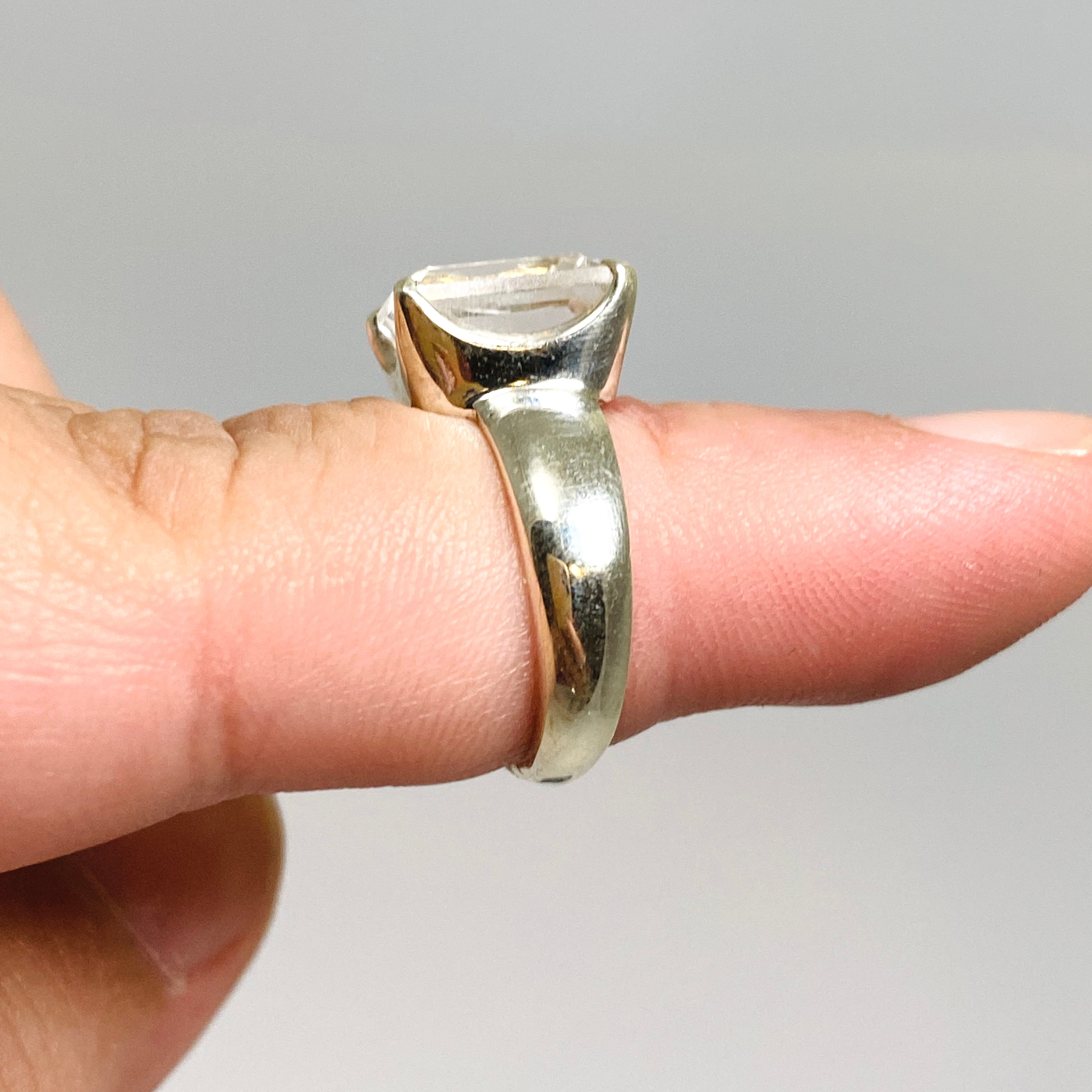 Emerald Cut Clear Quartz Faceted Ring - Size 6 PRGJ710 | Elegant Jewelry for Women, Perfect for Weddings, Parties & Special Occasions