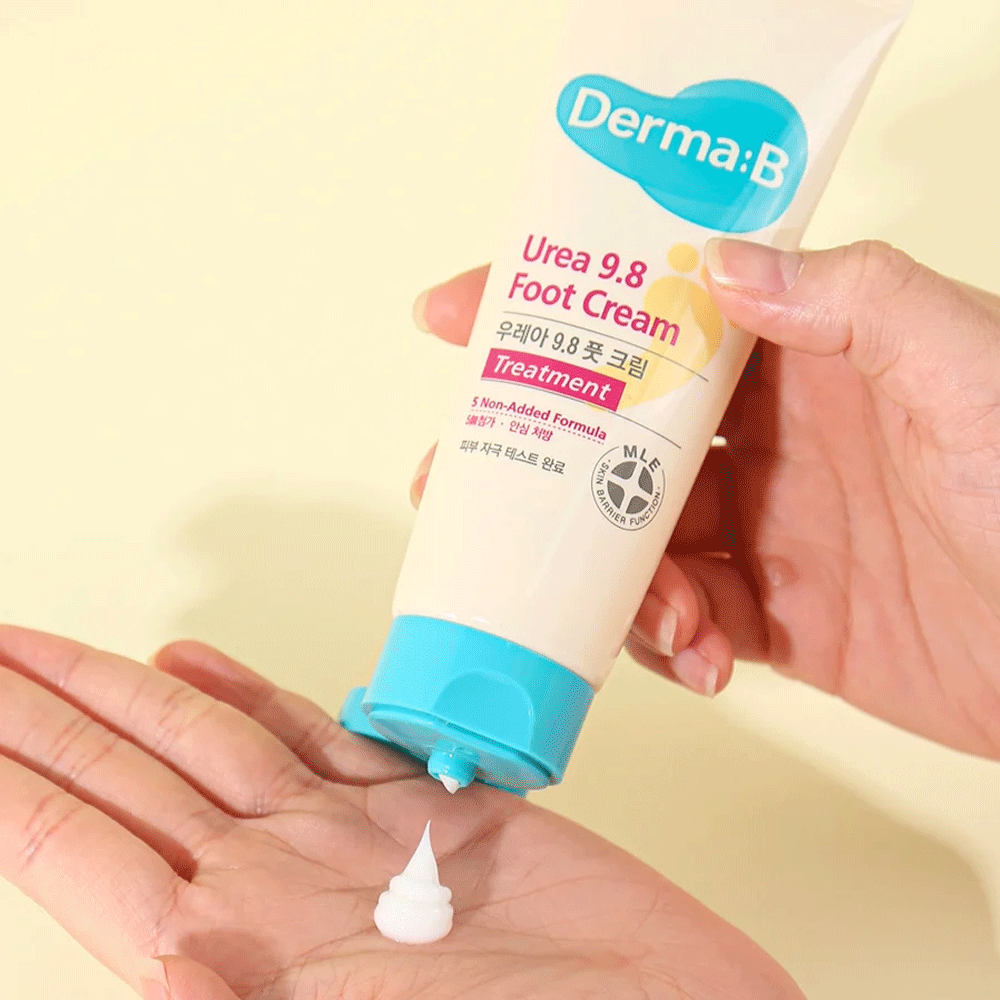Derma:B Urea 9.8% Foot Cream 80ml - Intensive Moisturizing Treatment for Dry, Cracked Feet - Perfect for Daily Foot Care & Pedicure Routine