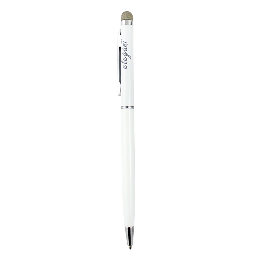 2 in 1 Twist Style Slim Stylus Pen with Microfiber Tip - Dual Function Capacitive Touch Screen Stylus for iPad, iPhone, Android Tablets - Perfect for Drawing, Note-Taking & Digital Signatures (White)