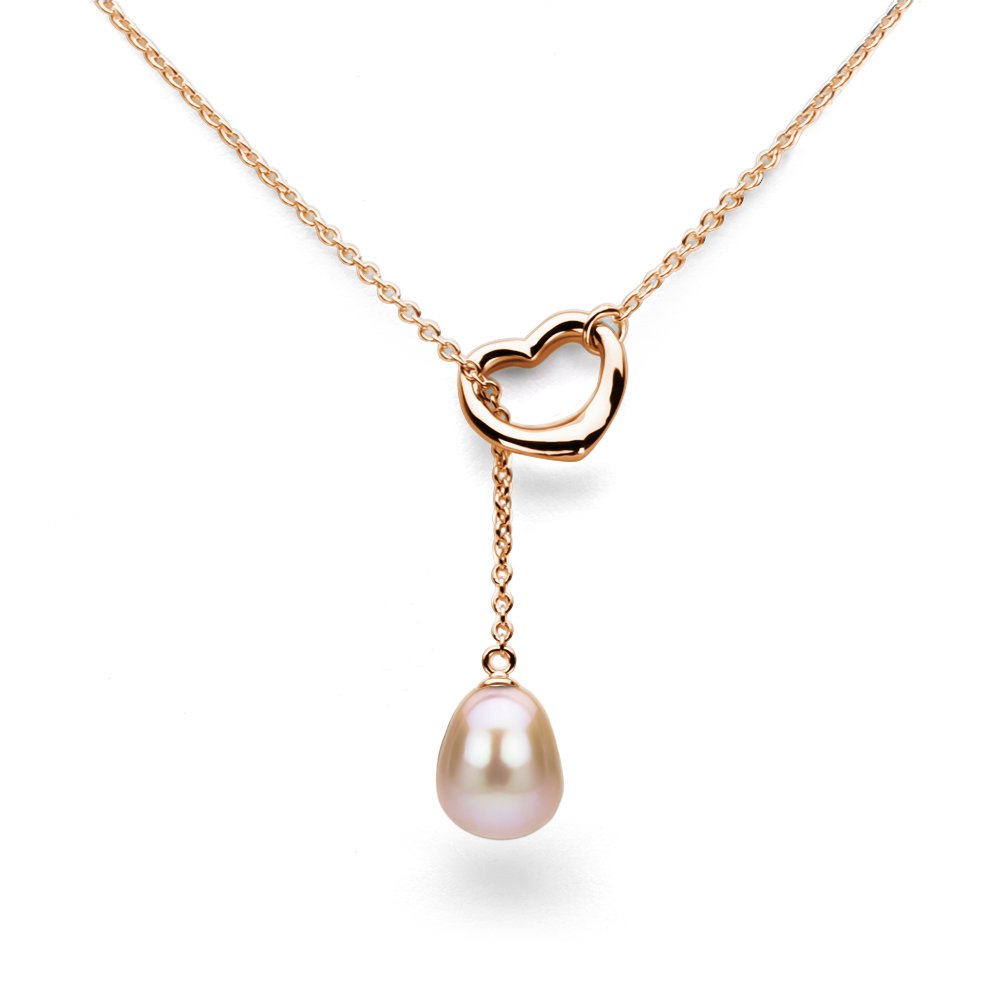 Heart Pearl Pendant Necklace - 9x11mm Cultured Freshwater - for Weddings & Gifts