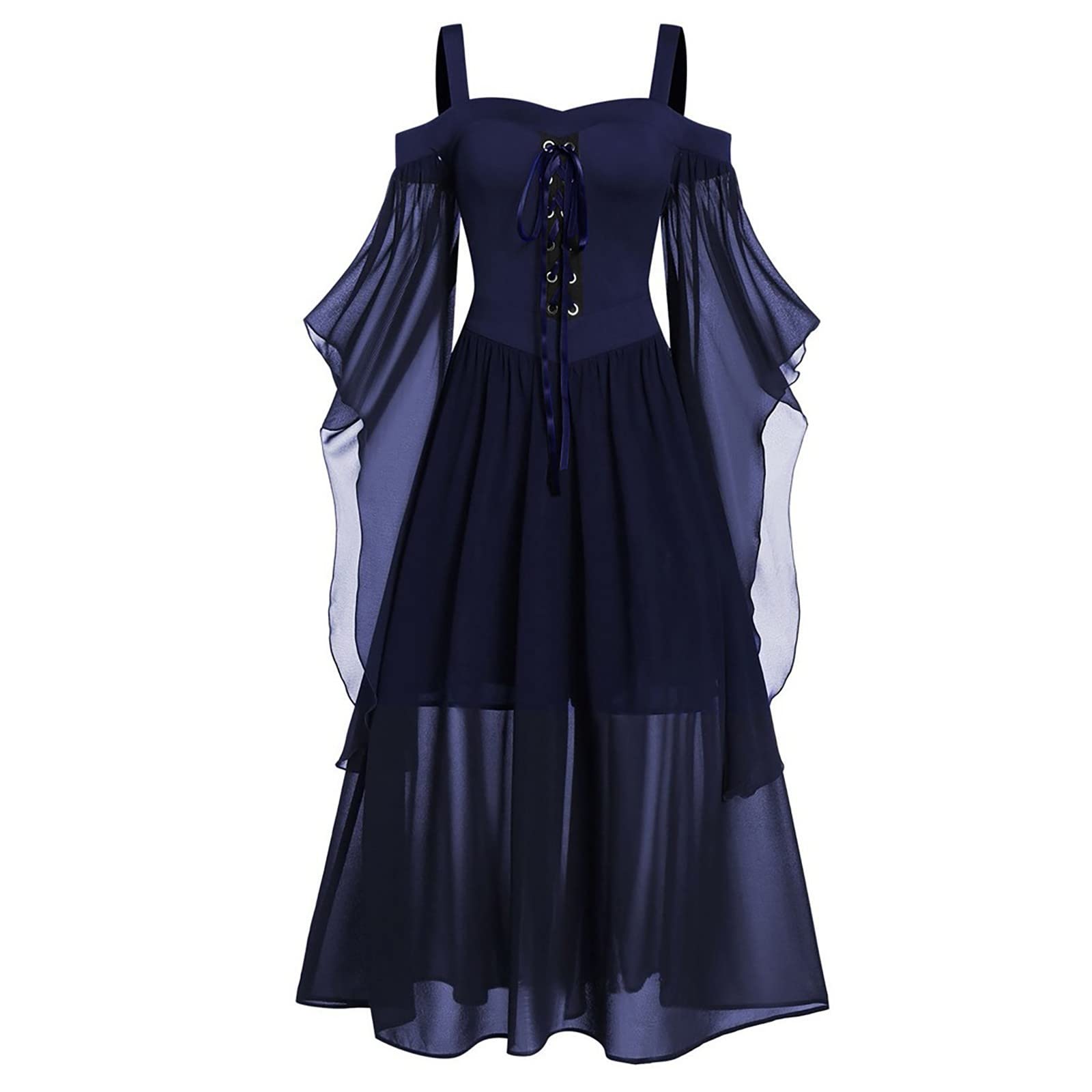 Elegant Lace Shoulder Halloween Dress for Women Plus Size Long Sleeve Party Gown - Perfect for Halloween Costumes, Cosplay Events, and Evening Parties