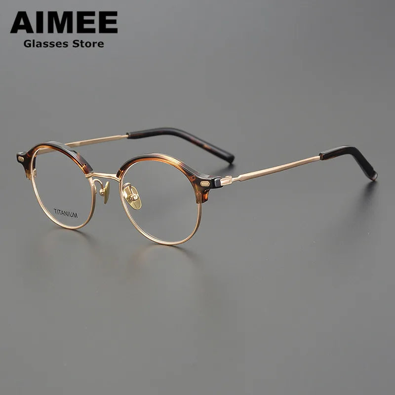 Aimee Unisex Full Rim Round Titanium Acetate Eyeglasses 6120 - Lightweight & Durable Frame for Men & Women - Perfect for Reading, Work & Everyday Use