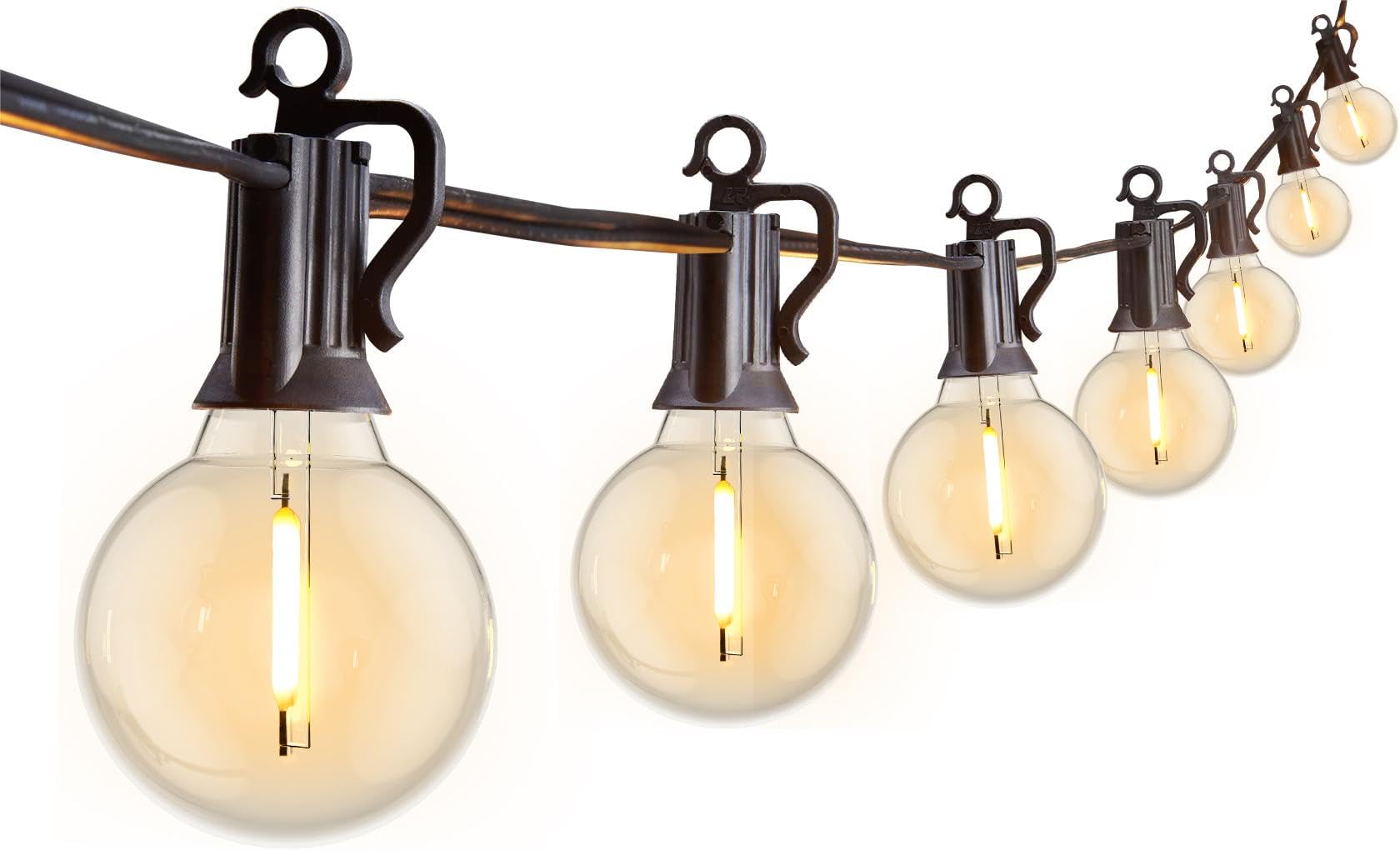25ft Outdoor String Lights - G40 Globe LED Patio Lights with 13 Edison Plastic Bulbs (1 Spare), Waterproof Connectable Hanging Lights for Backyard, Porch, Balcony, Christmas Party Decor - Perfect for Weddings, Garden, Patio & Holiday Celebrations (Black)
