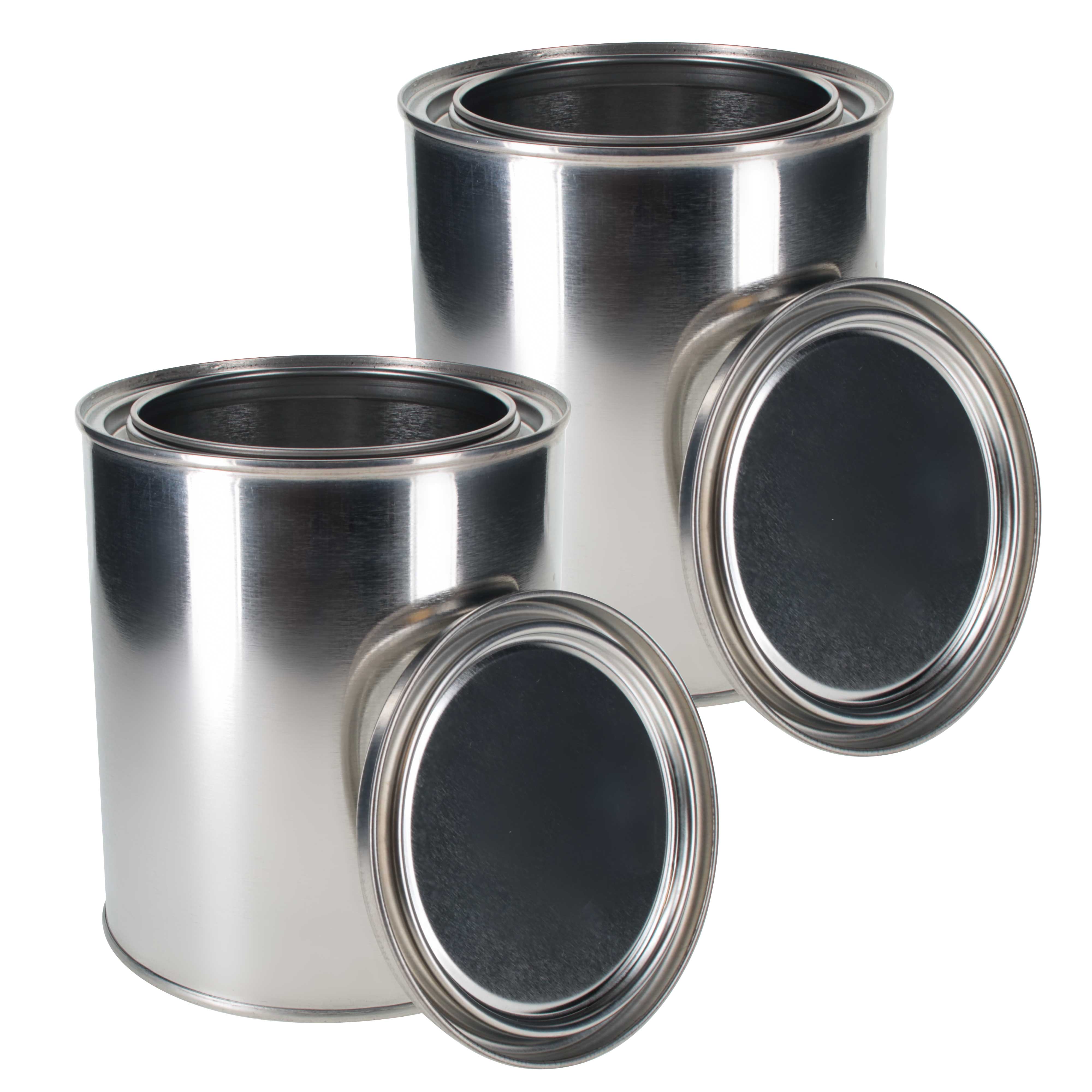1 Quart (32 oz) Empty Metal Paint Can with Triple Tight Lid Seal - Pack of 2 | Unlined Steel Storage Container for Oil-Based Paint, Automotive Fluids & Art Supplies | Ideal for Paint Storage, Workshop Organization & DIY Projects