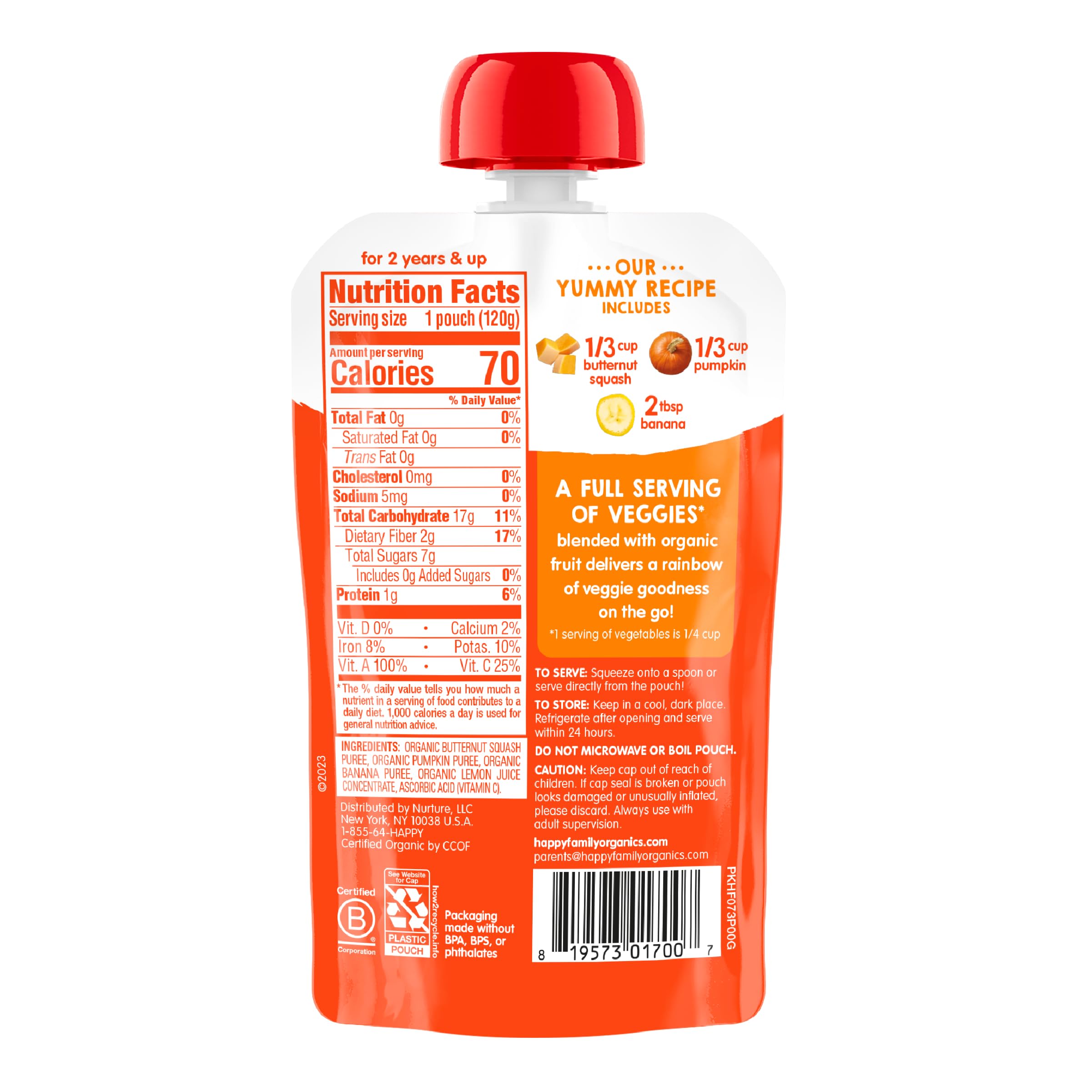 Happy Tot Organic Stage 4 Baby Food Pouches - Gluten Free Vegan Snacks with Squash, Pumpkin & Bananas - 4.22 oz Pouch (Pack of 16) - Perfect for On-the-Go Toddler Meals & Healthy Snacking