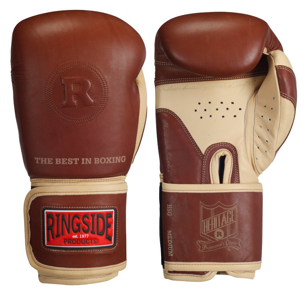 Ringside Heritage Genuine Leather Boxing Gloves - Professional Training & Sparring Equipment for MMA, Kickboxing & Fitness Workouts