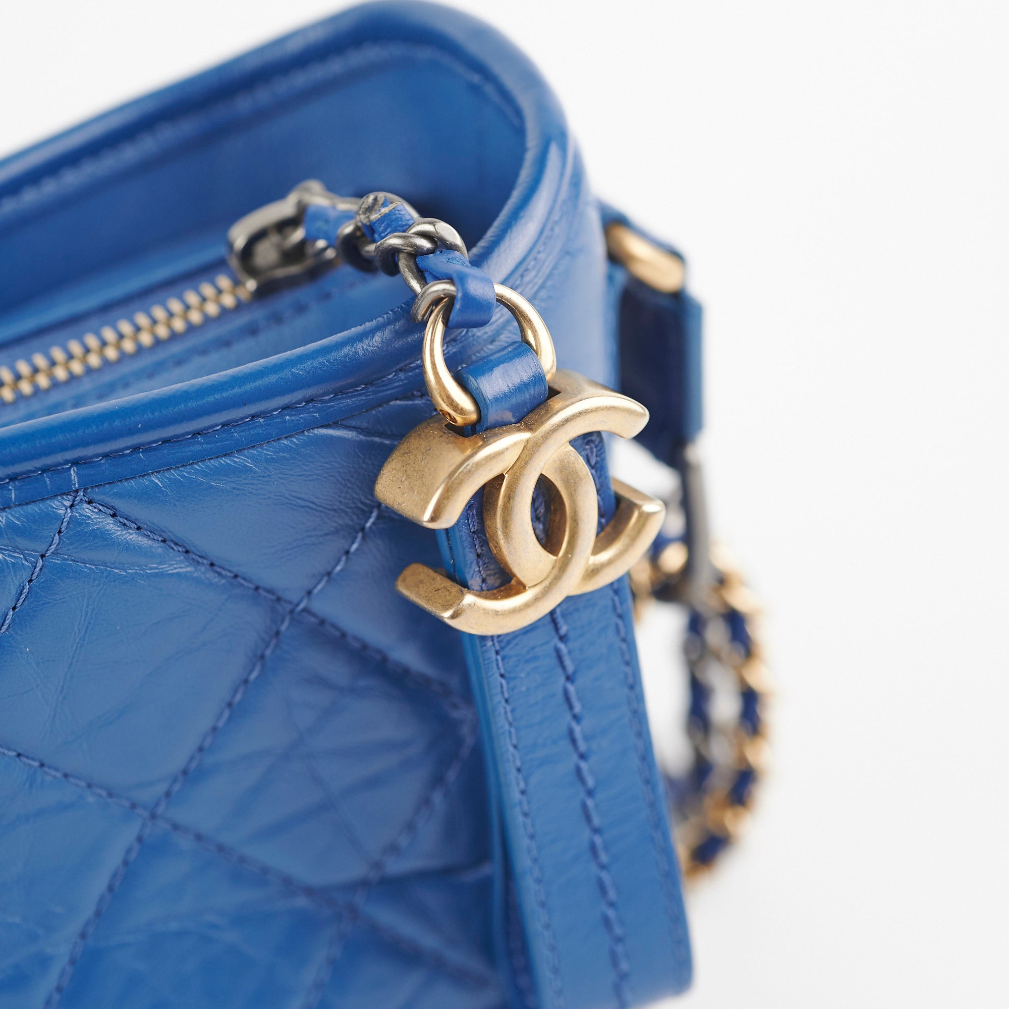 Chanel Small Gabrielle Blue Leather Shoulder Bag - Luxury Designer Handbag for Women, Perfect for Date Night & Evening Events