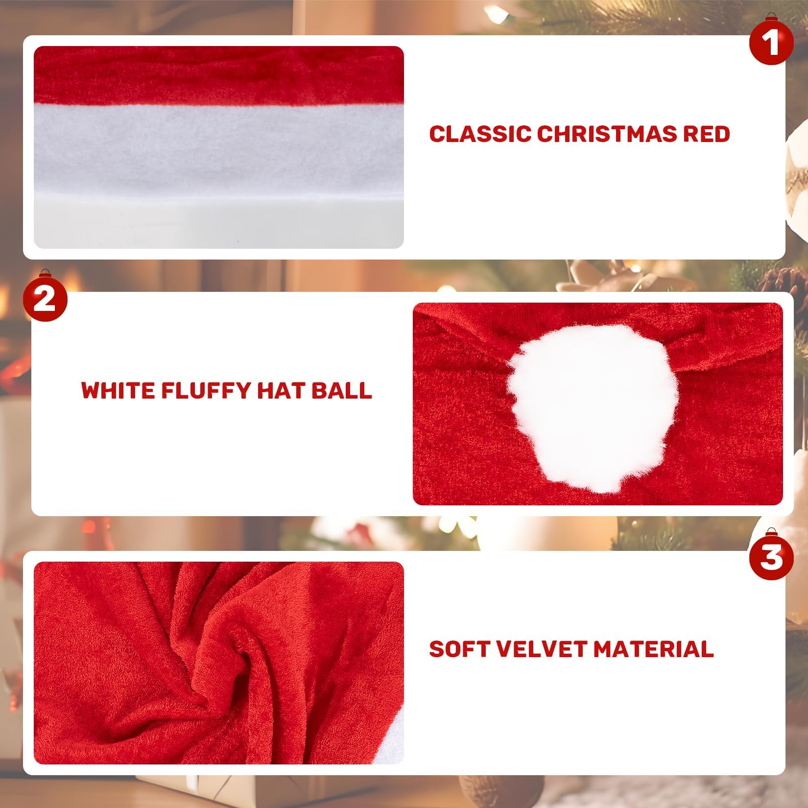 4PCS Universal Santa Claus Hat Car Headrest Covers - Festive Christmas Car Decoration for Holiday Parties, New Year Celebrations, and Seasonal Car Accessories