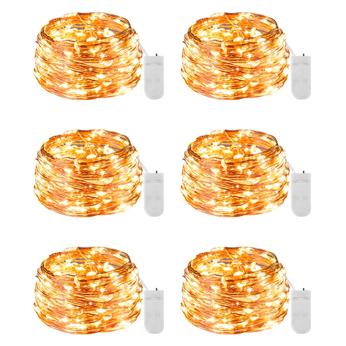 Ariceleo 6 Pack Battery Operated String Lights - 6.5ft 20 LED Mini Silver Wire Fairy Lights with Battery Pack | Warm White Decorative Lighting for Weddings, Bedrooms, Christmas, Parties & Home Decor