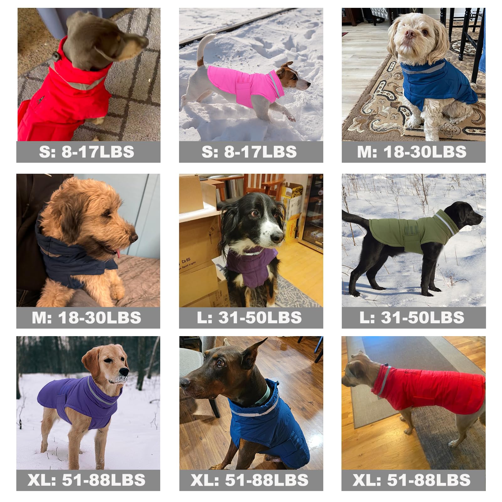 Waterproof & Windproof Dog Winter Coat - Reflective Adjustable Turtleneck Jacket for Small, Medium & Large Dogs | Cold Weather Protection for Outdoor Walks, Snow Adventures & Nighttime Safety