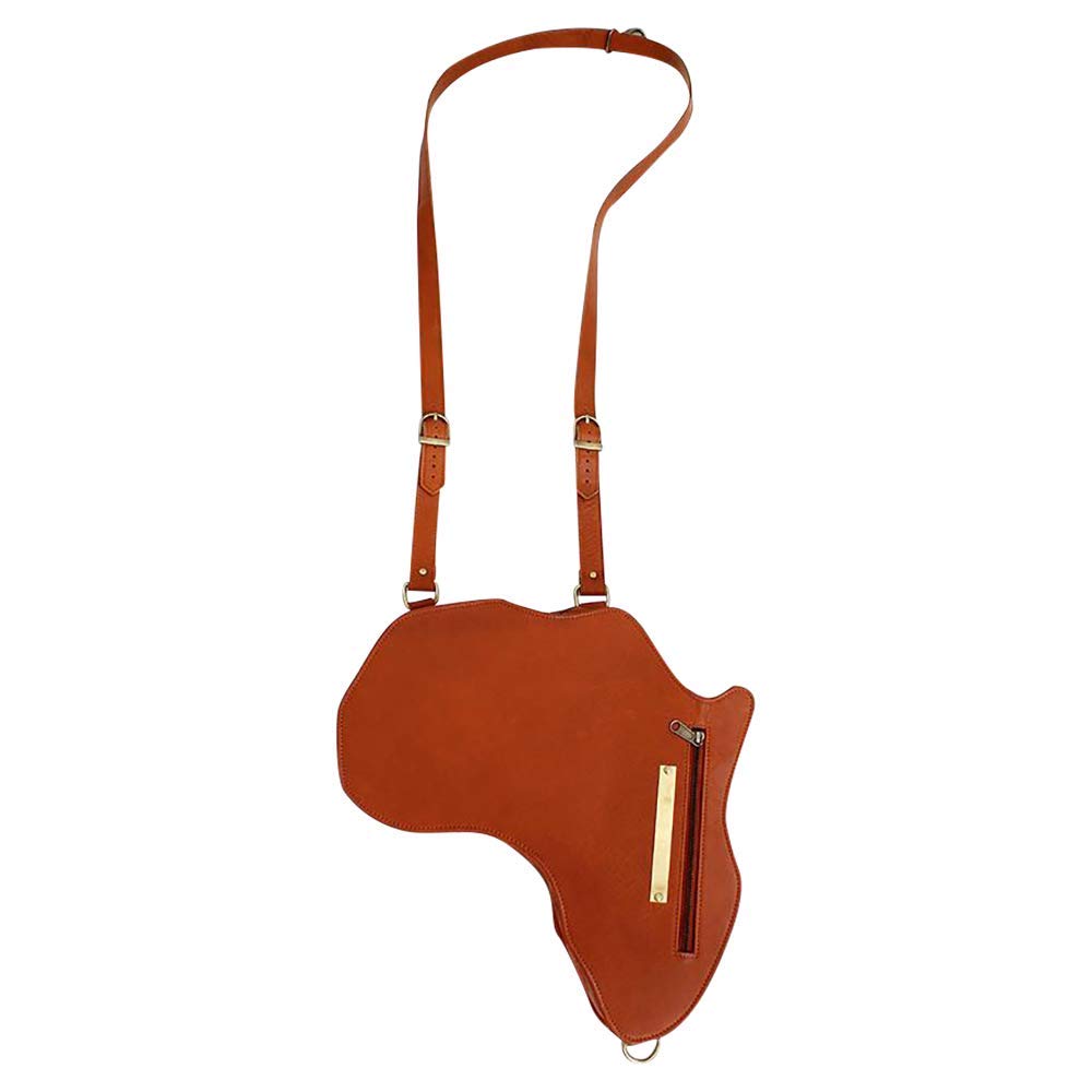 Orijin Culture AFRICA Men's Leather Backpack - Travel Crossbody Bag with Multiple Pockets & Durable Zippers | Brown Medium Size | Perfect for Hiking, Commuting & Adventure Travel